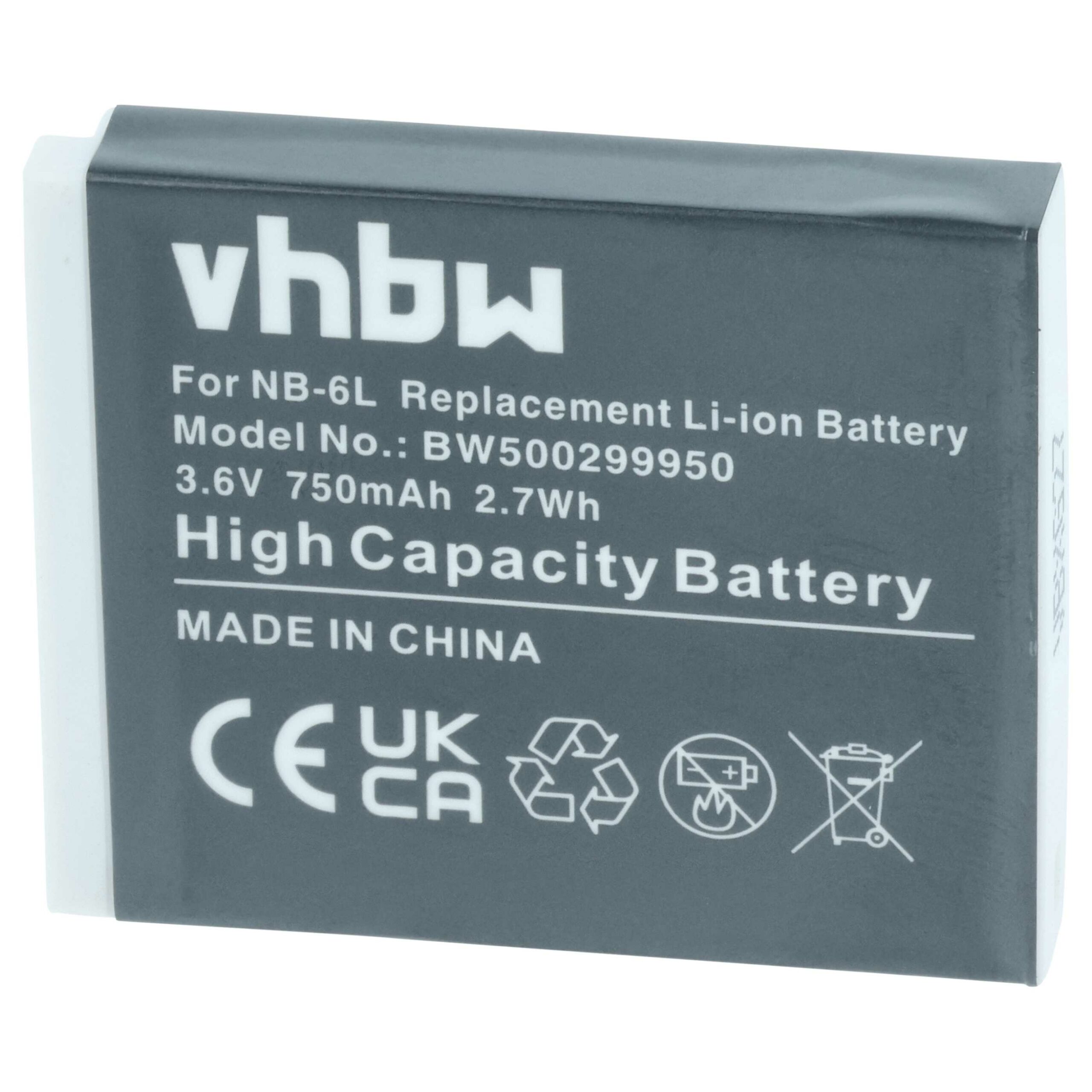 Pack 3x Bateria vhbw para Canon NB-6L - 750mAh, 3.6V, Li-Ion - Image 3