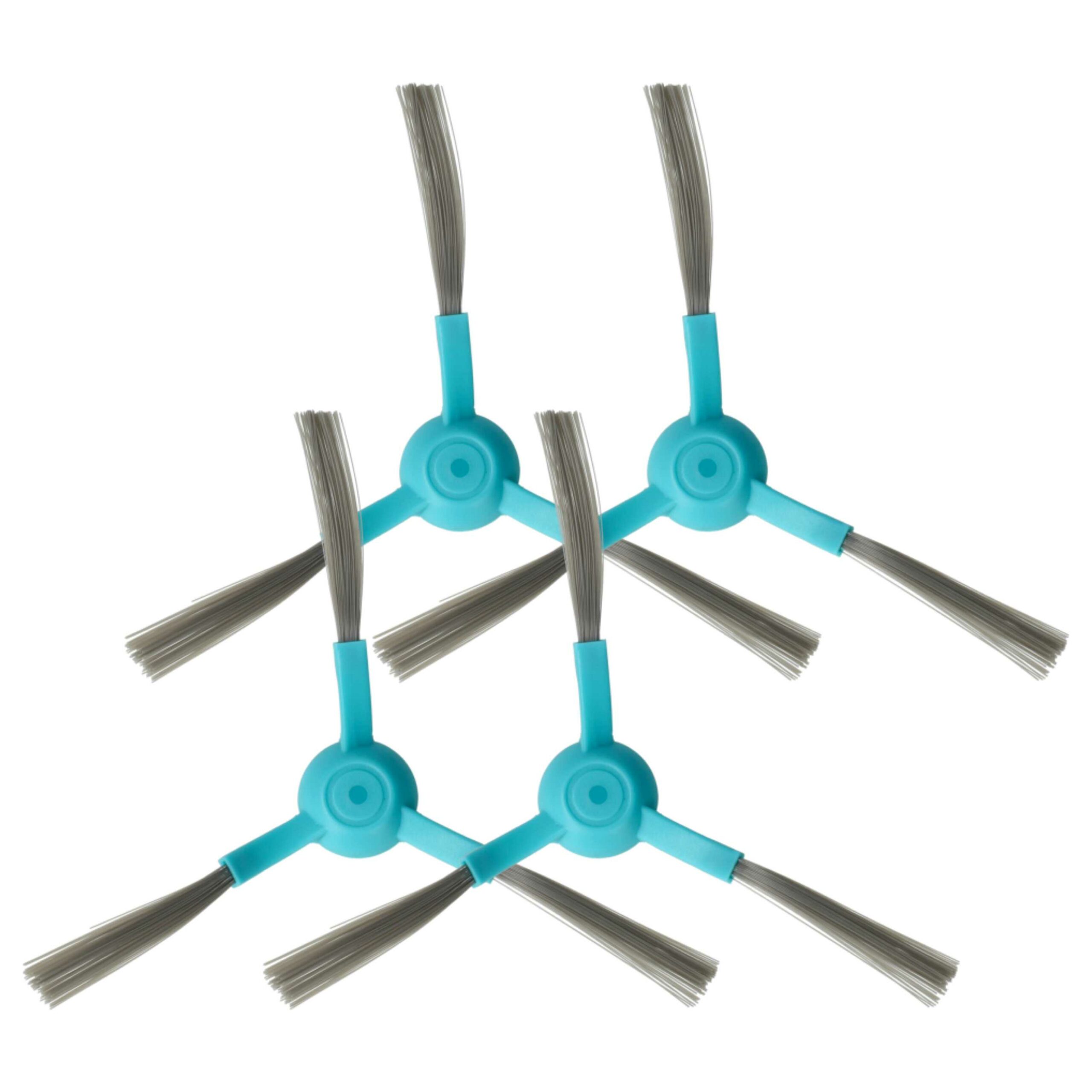 4 Escovas Laterais para Aspirador Robot Proscenic M6 Pro - 3 Braços, Preto e Azul Claro