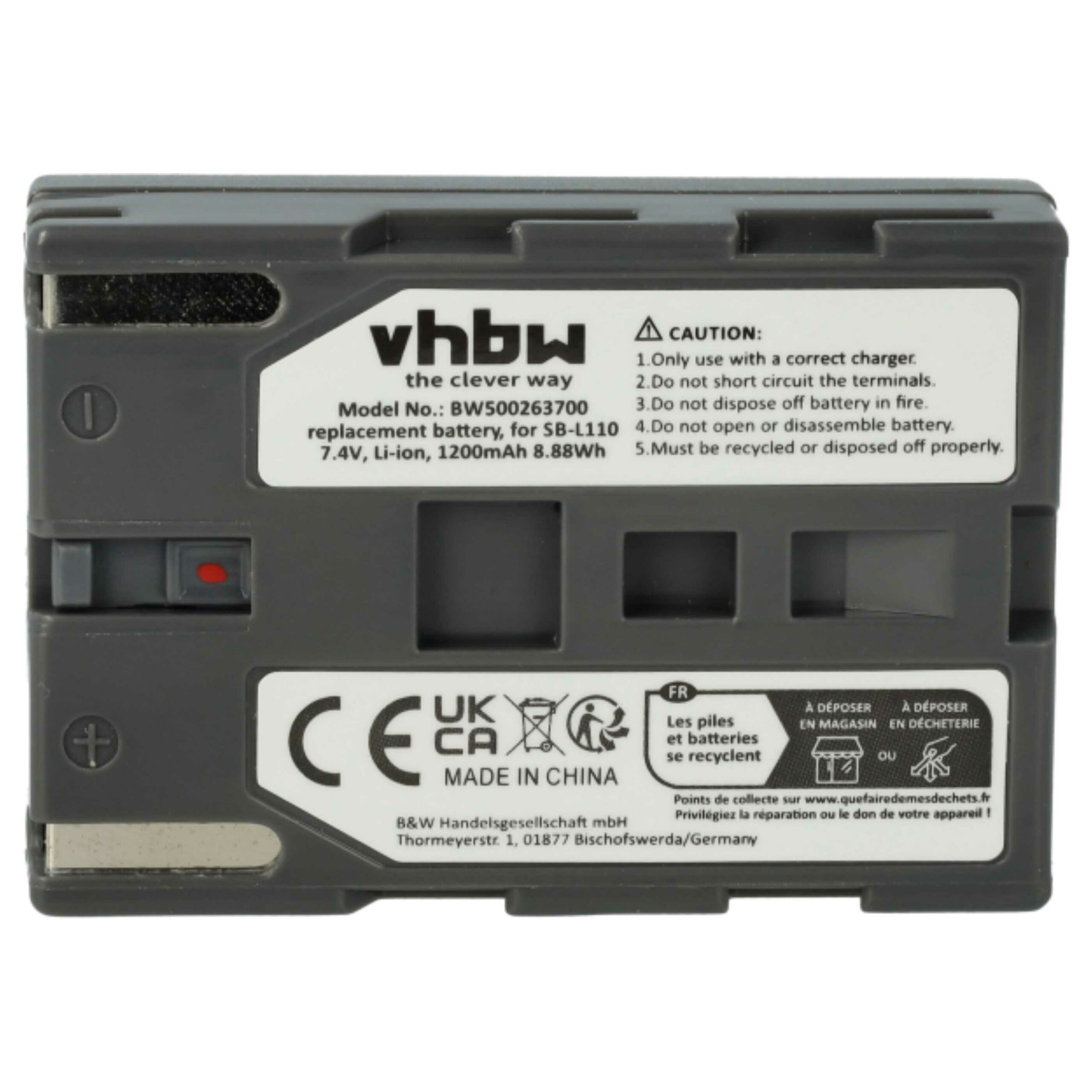 Bateria vhbw 2x para câmaras de vídeo Samsung - 1200 mAh 7.4V Li-Ion (SB-L110, SB-L70R, SB-L70, SB-L70A, BB13-SS014) - Image 3