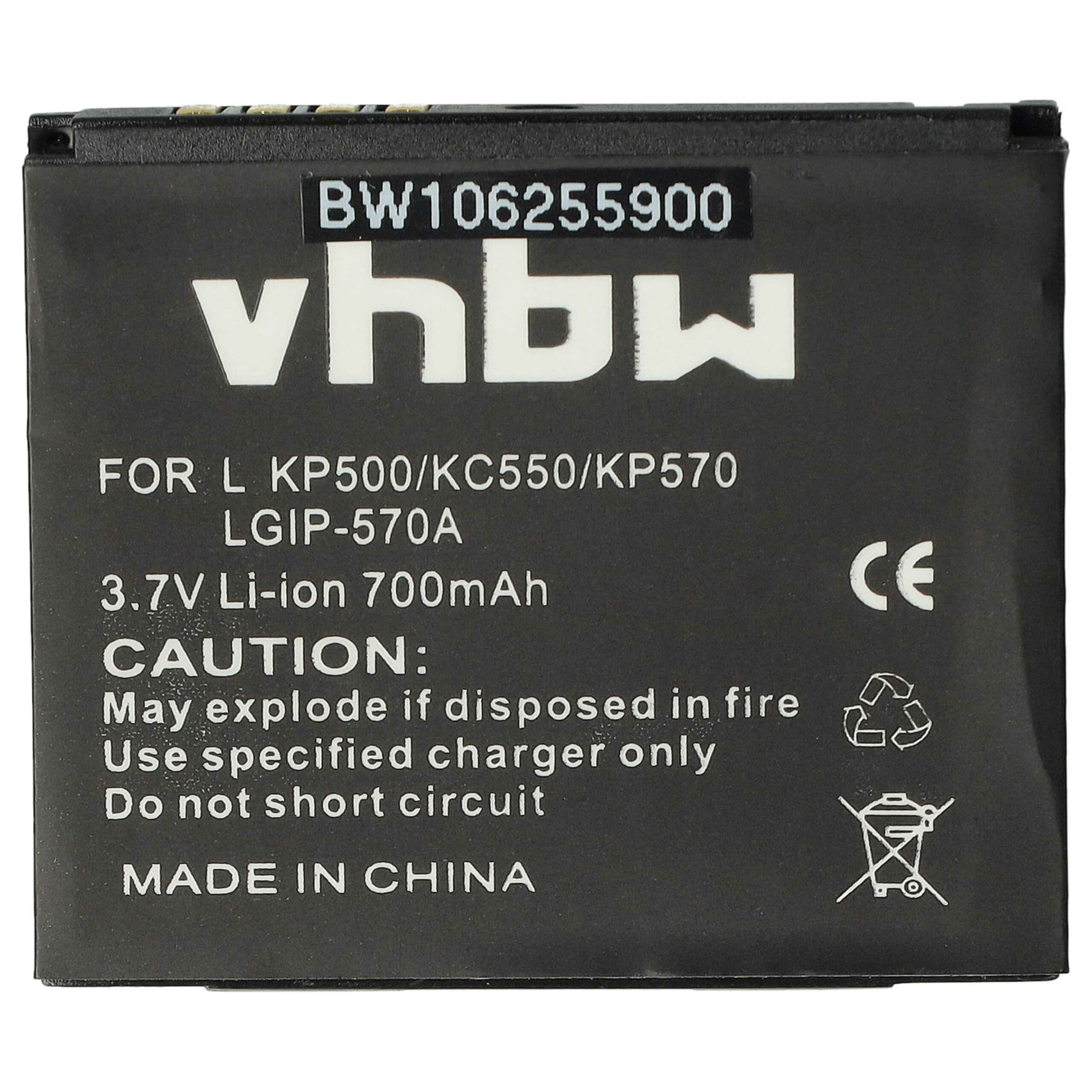 Bateria vhbw para telemóvel LG - Substitui IP-570A - 700 mAh 3.7 V Li-Ion - Image 3
