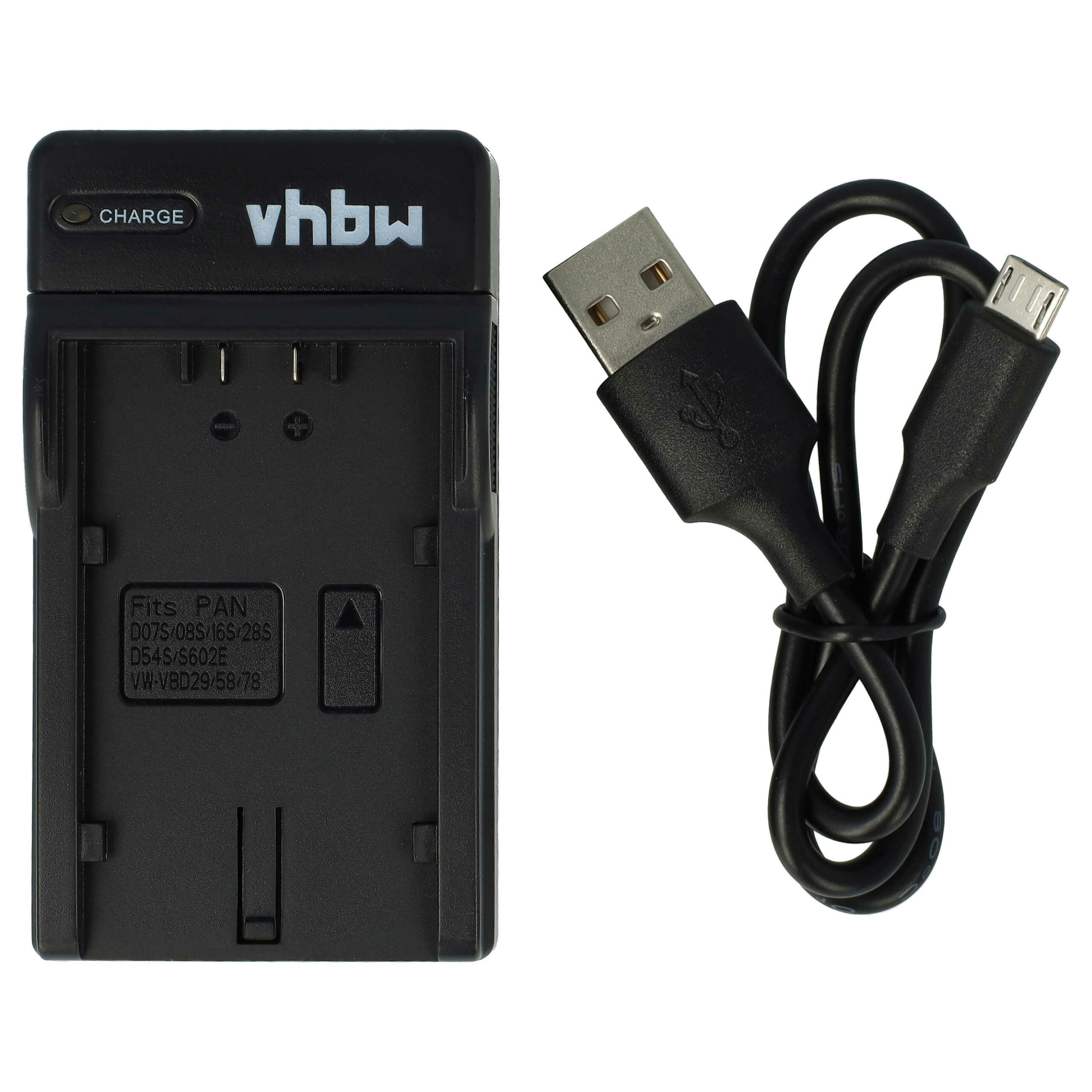 Carregador Câmara Fotográfica Micro-USB + Cabo vhbw - Compatível Grundig, Hitachi, Leica, Panasonic