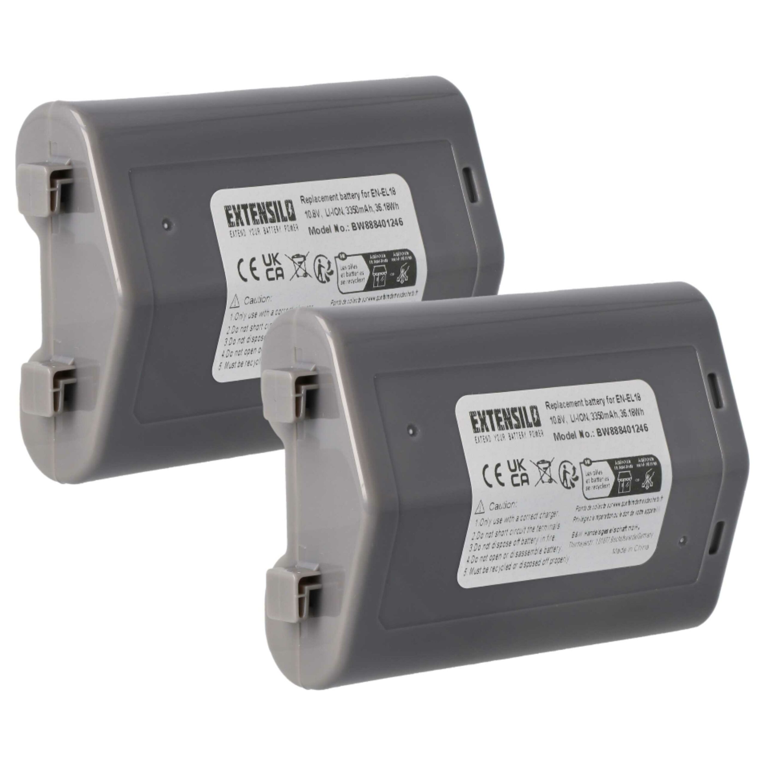 2x Bateria compatível Nikon EN-EL18 - 3350mAh, 10.8V, Li-Ion EXTENSILO