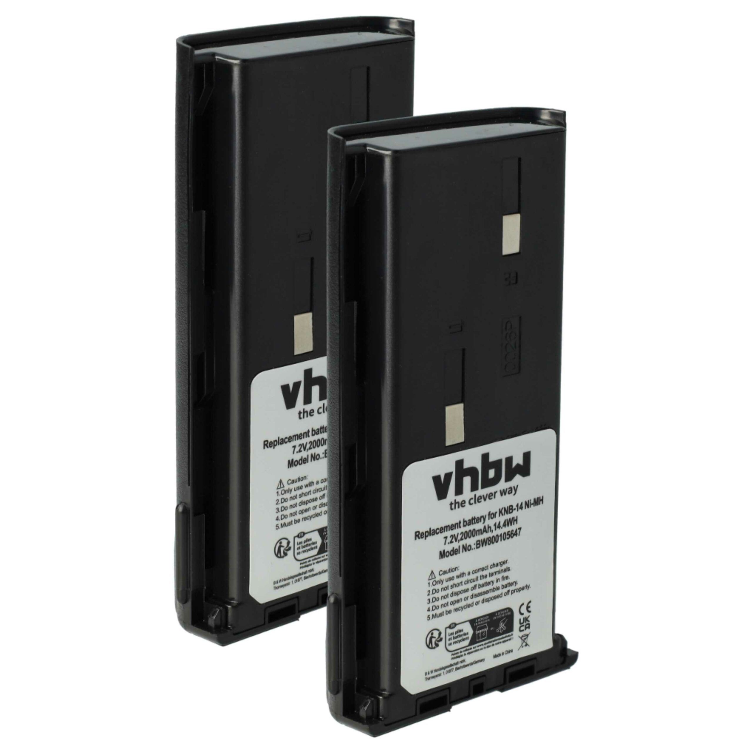 Bateria vhbw 2x para Rádio Bidatong BD-15-L - 2000 mAh 7.2 V NiMH
