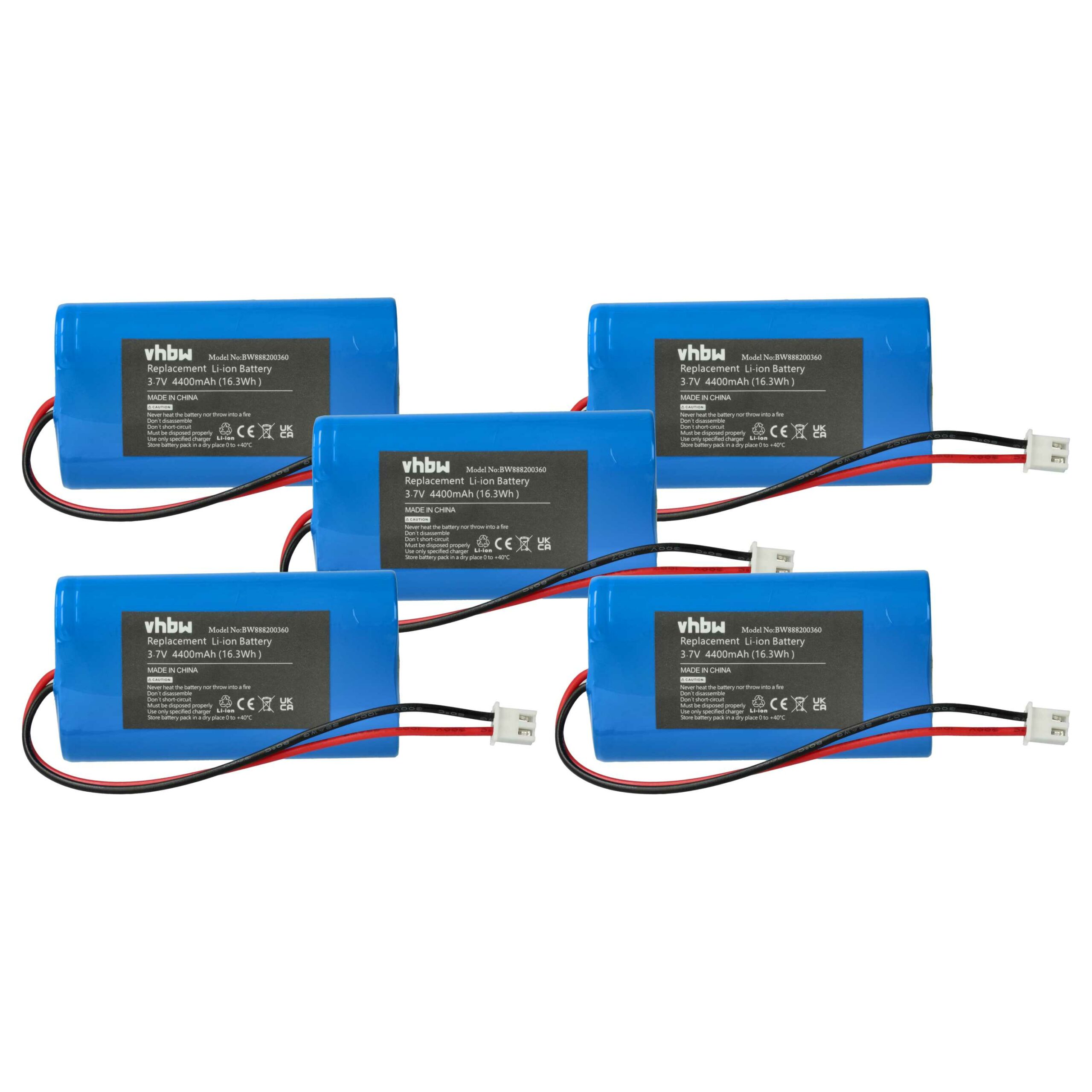 Bateria vhbw para Sigor Nuindie, Numotion, Villeroy & Boch Seoul 2.0, Zafferano Poldina - 4400 mAh 3.7 V Li-Ion (Pack 5x)