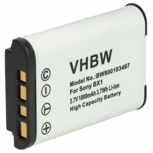Bateria vhbw compatível com Sony NP-BX1 - 1000mAh, 3.6V, Li-Ion