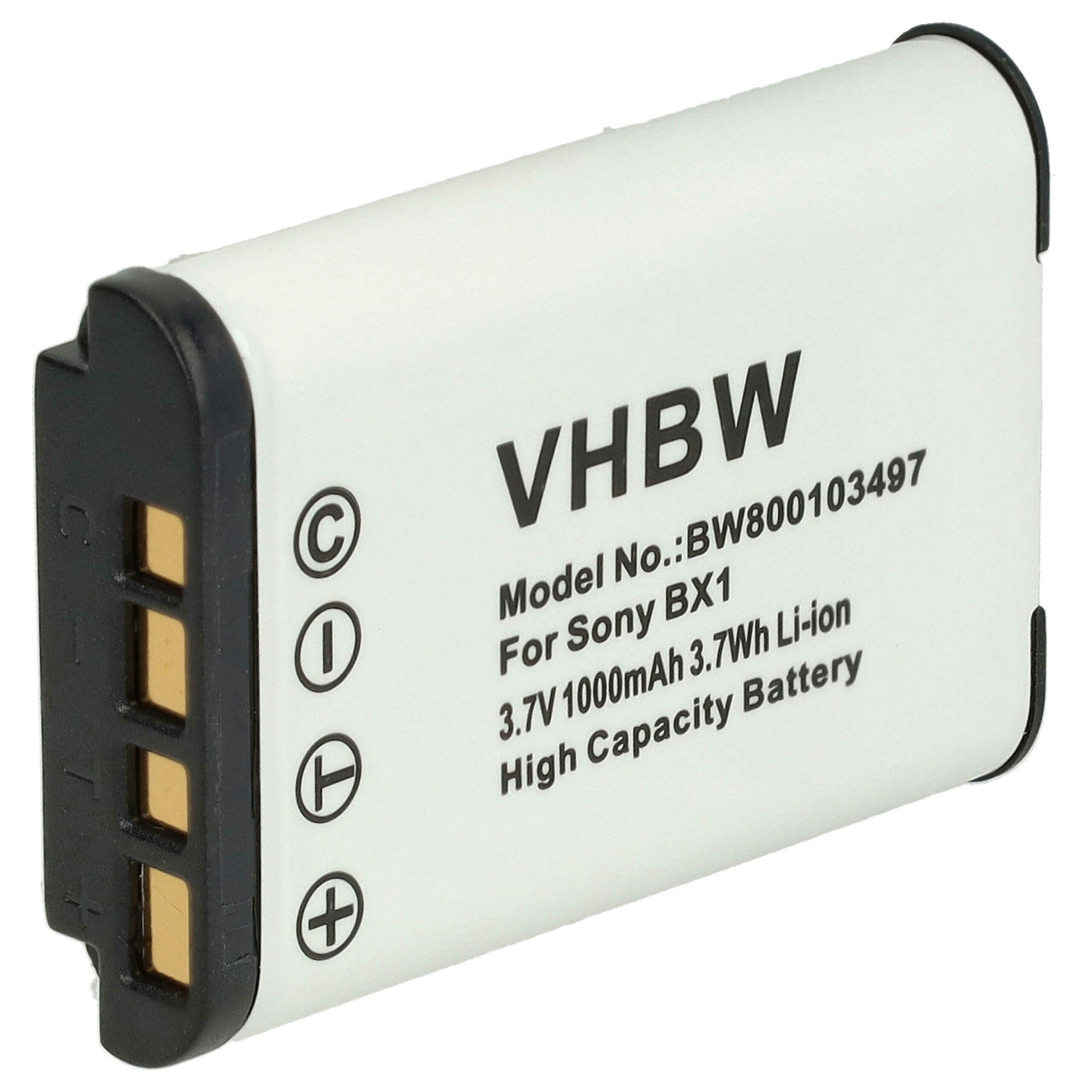 Bateria vhbw compatível com Sony NP-BX1 - 1000mAh, 3.6V, Li-Ion