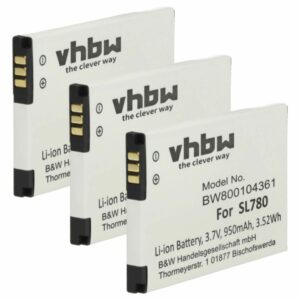 3x Bateria vhbw para Siemens S30852-D2152-X1 - Telefone Gigaset DECT - 950 mAh 3.7V Li-Ion