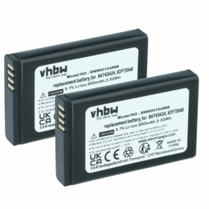 2x Bateria de substituição vhbw para Polycom / Spectralink 84743424, 84743428 - Telefone fixo Agfeo - 950 mAh 3.7 V Li-Ion