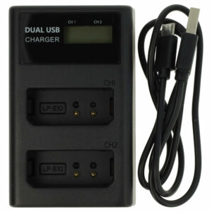 Carregador duplo USB-C e Micro-USB para Canon EOS Kiss X80, Rebel T6, 2000D, 4000D - vhbw
