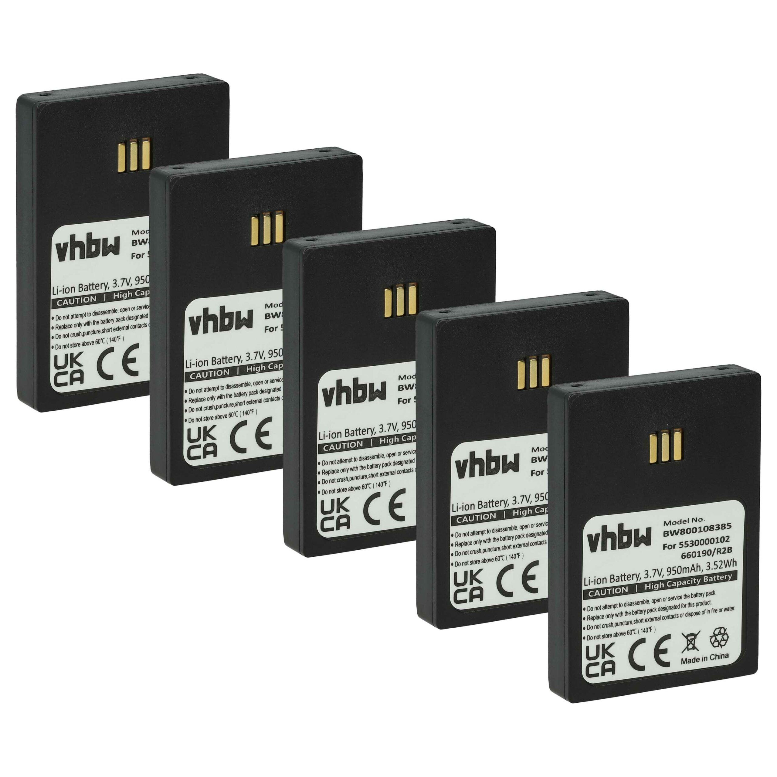 5x Bateria vhbw 3BN78404AA para telefones Ericsson DECT - 950 mAh 3.7 V Li-Ion