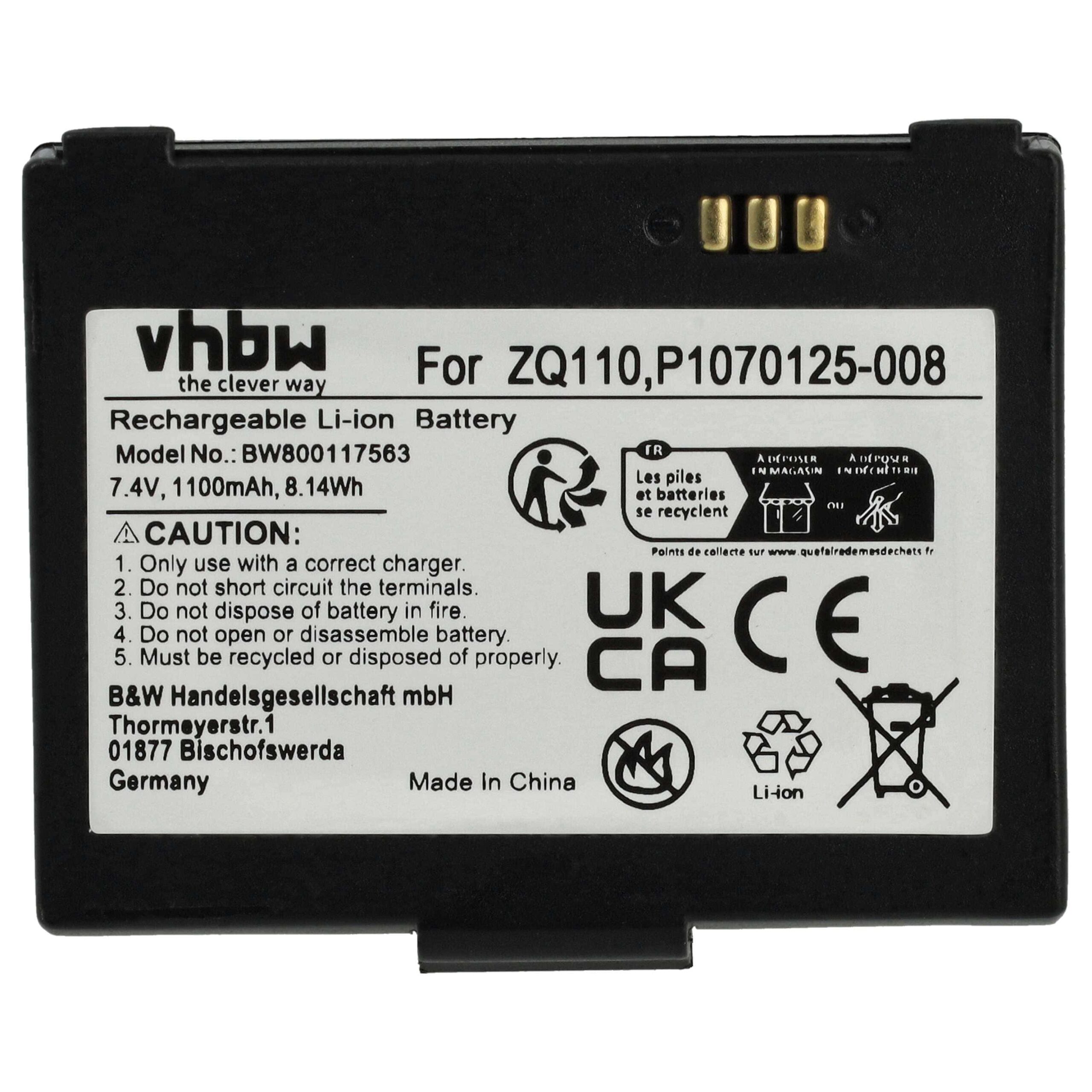 Bateria vhbw para Bixolon Scanner K409-00007A, PBP-R200 - 1100 mAh 7.4 V - Image 3