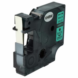 Fita de Etiquetas Compatível com Dymo D1 40919 - 9 mm Preto sobre Verde