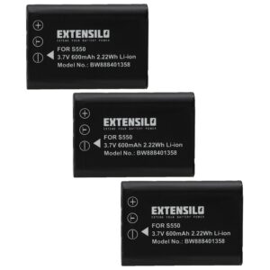 3x Bateria substitui Nikon EN-EL11 - 600mAh, 3.7V, Li-Ion EXTENSILO