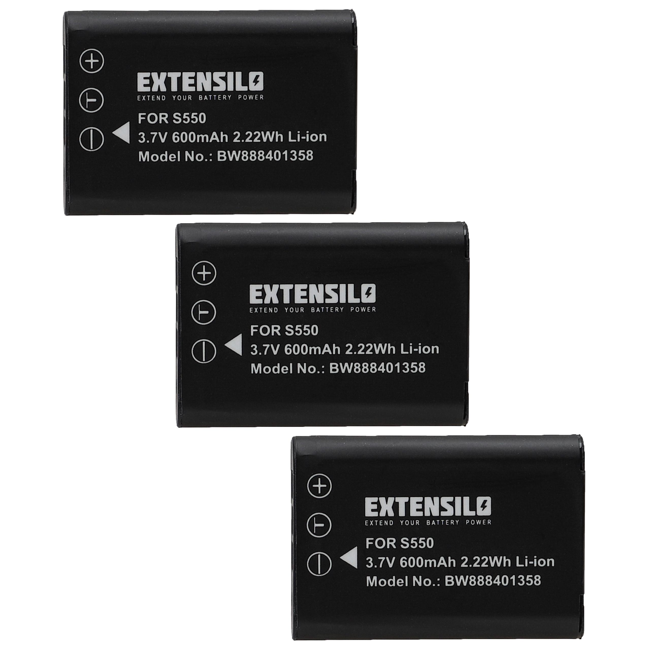 3x Bateria substitui Nikon EN-EL11 - 600mAh, 3.7V, Li-Ion EXTENSILO