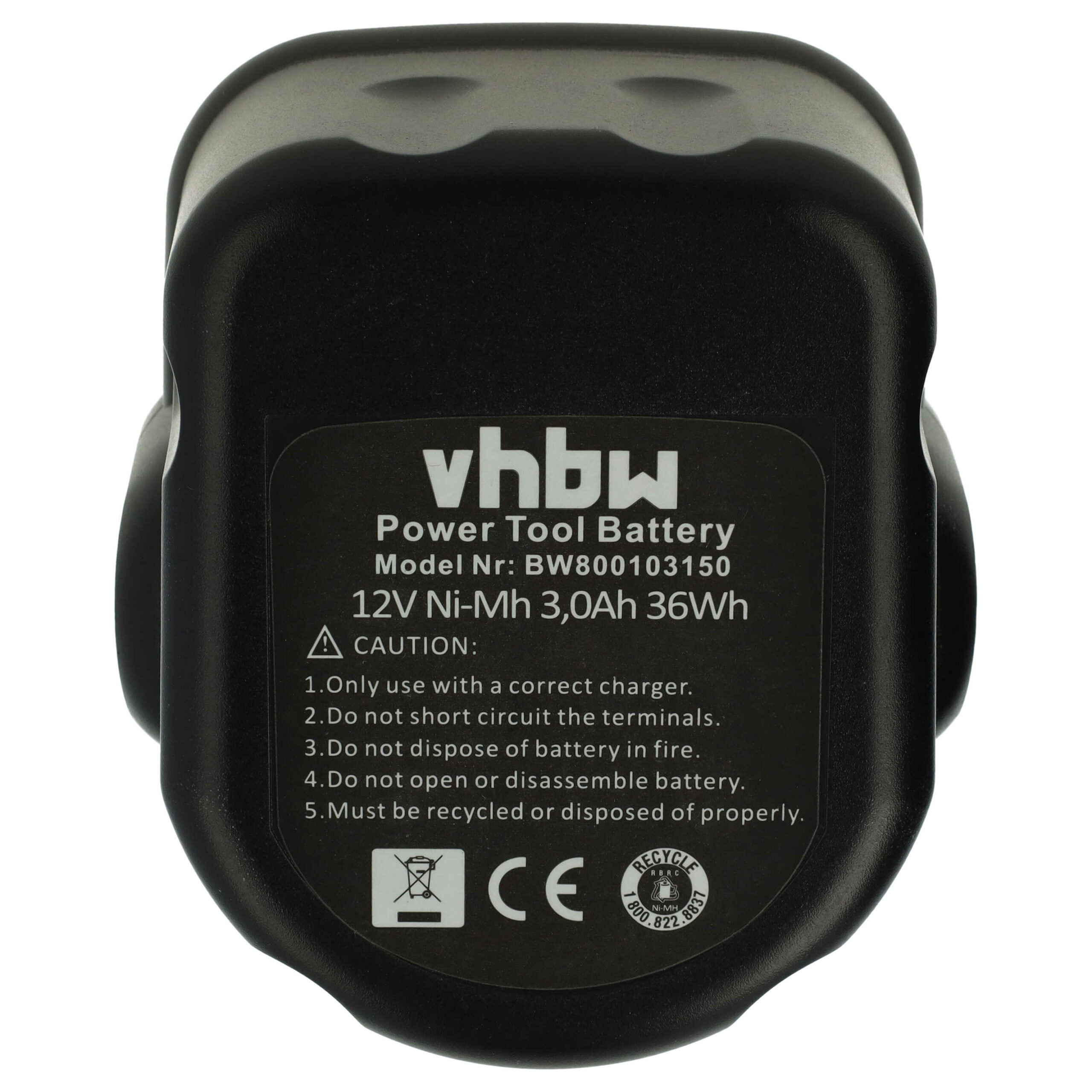 Bateria vhbw compatível com Black & Decker A9252 - 12V, 3000 mAh, NiMH - Image 4