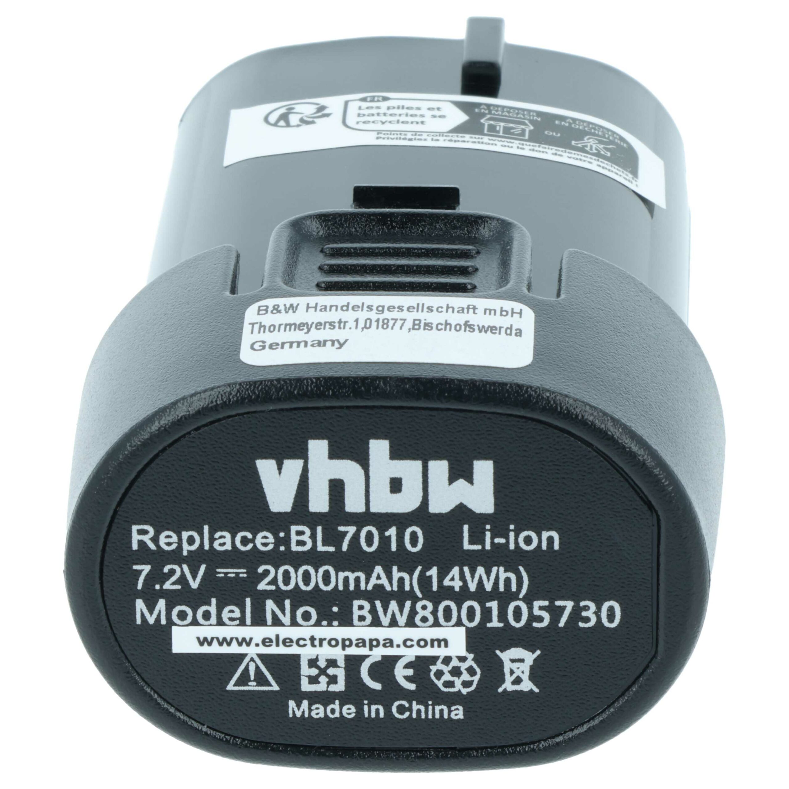 2x Bateria vhbw para Makita BL7010, 194356-2, 194355-4 - 2000 mAh, 7.2 V, Li-Ion - Image 3