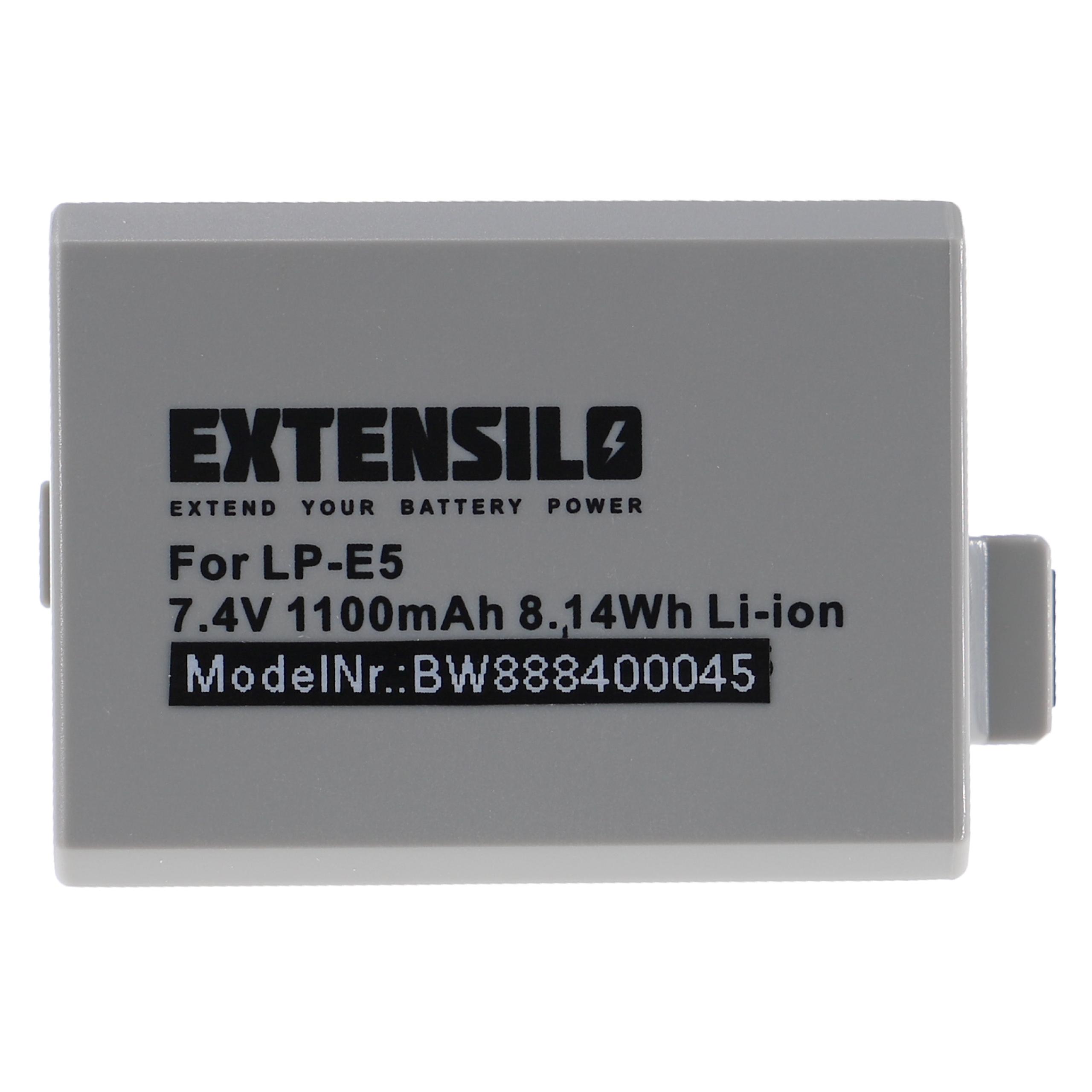 Bateria EXTENSILO para Canon LP-E5, LC-E5 - 1100mAh, 7.4V, Li-Ion