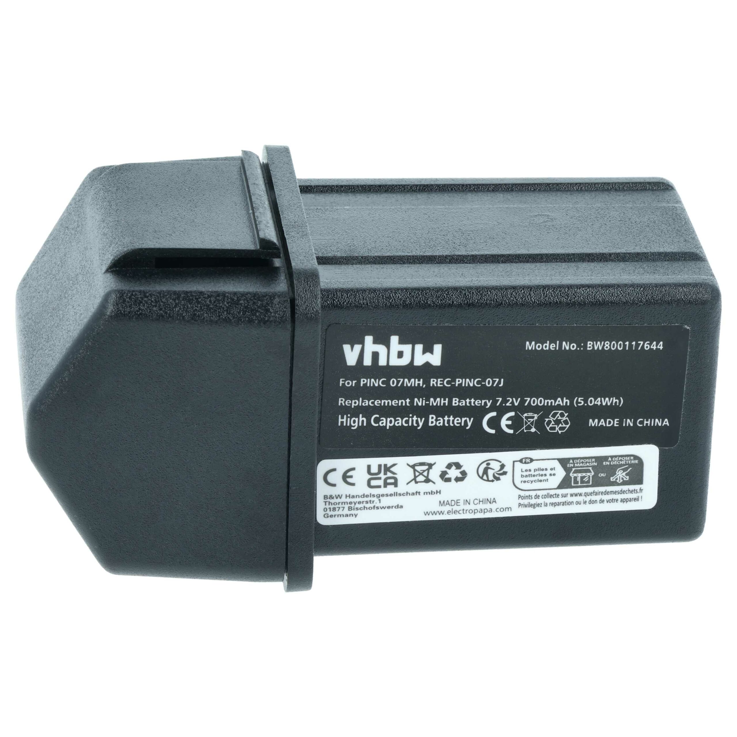 Bateria de Substituição para Comando Elca REC-PINC-07J, PINC 07MH - 700 mAh 7.2V NiMH vhbw - Image 3