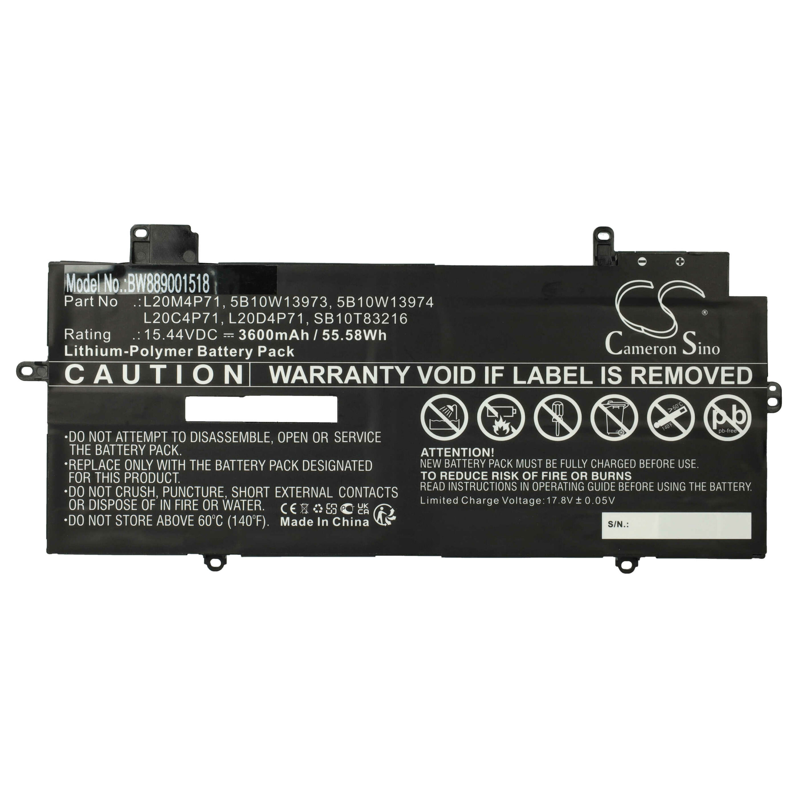 Bateria para Portátil Lenovo vhbw - Compatível 5B10W13974, 5B10W13973, 5B10W13975 - 3600 mAh 15.44 V