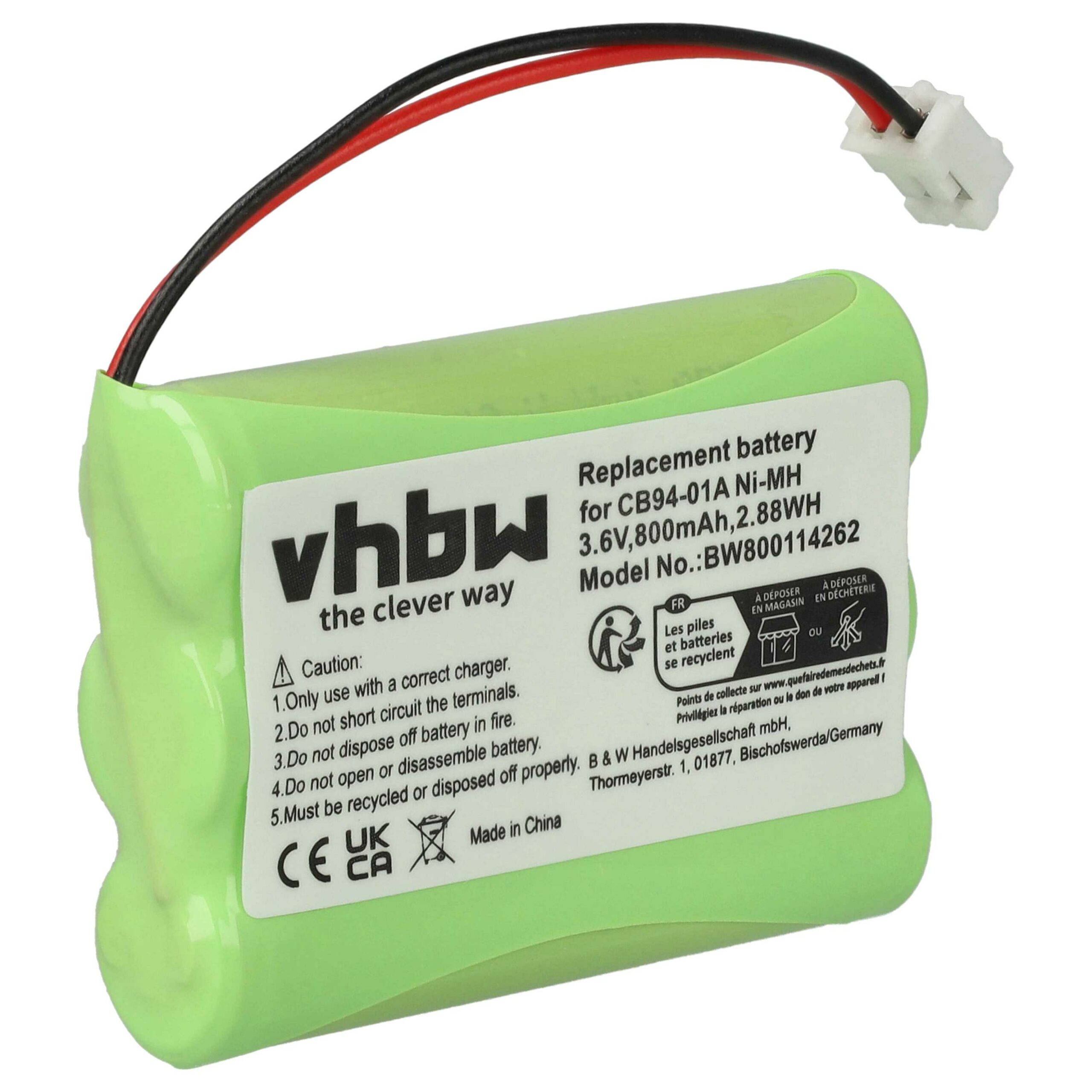 Bateria vhbw compatível com monitores de bebé Motorola, Oricom e Summer Infant - 800 mAh 3.6V NiMH