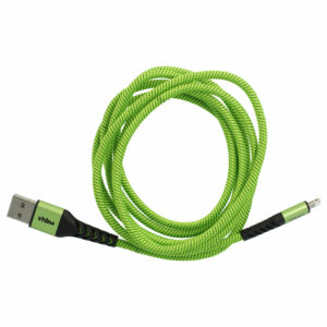 Cabo Lightning USB-A vhbw para Apple AirPods e iOS - 180cm Verde e Preto
