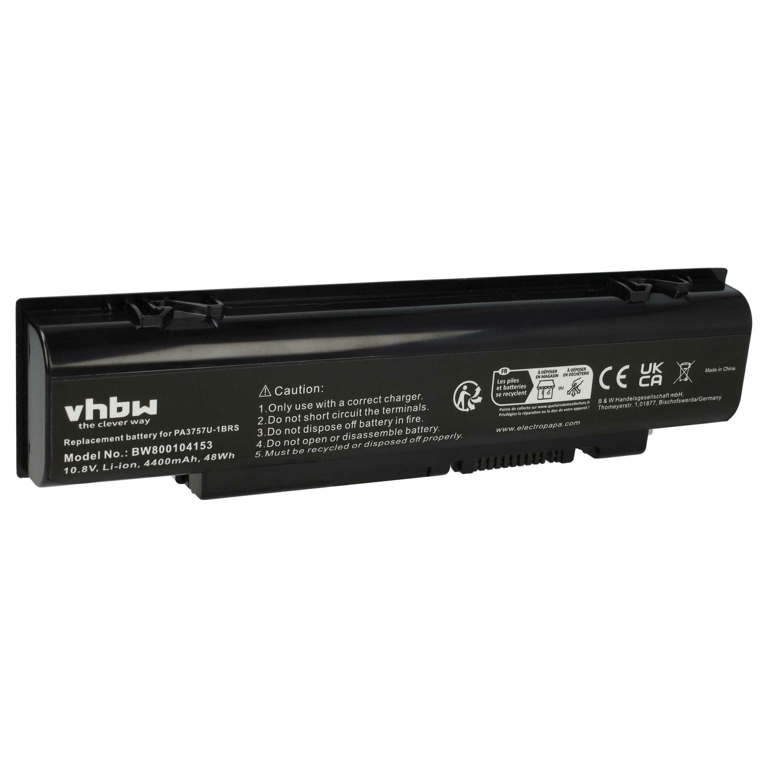Bateria para Portátil Toshiba PA3757U-1BRS, PABAS213 - 4400 mAh 10.8 V Li-Ion, Preta