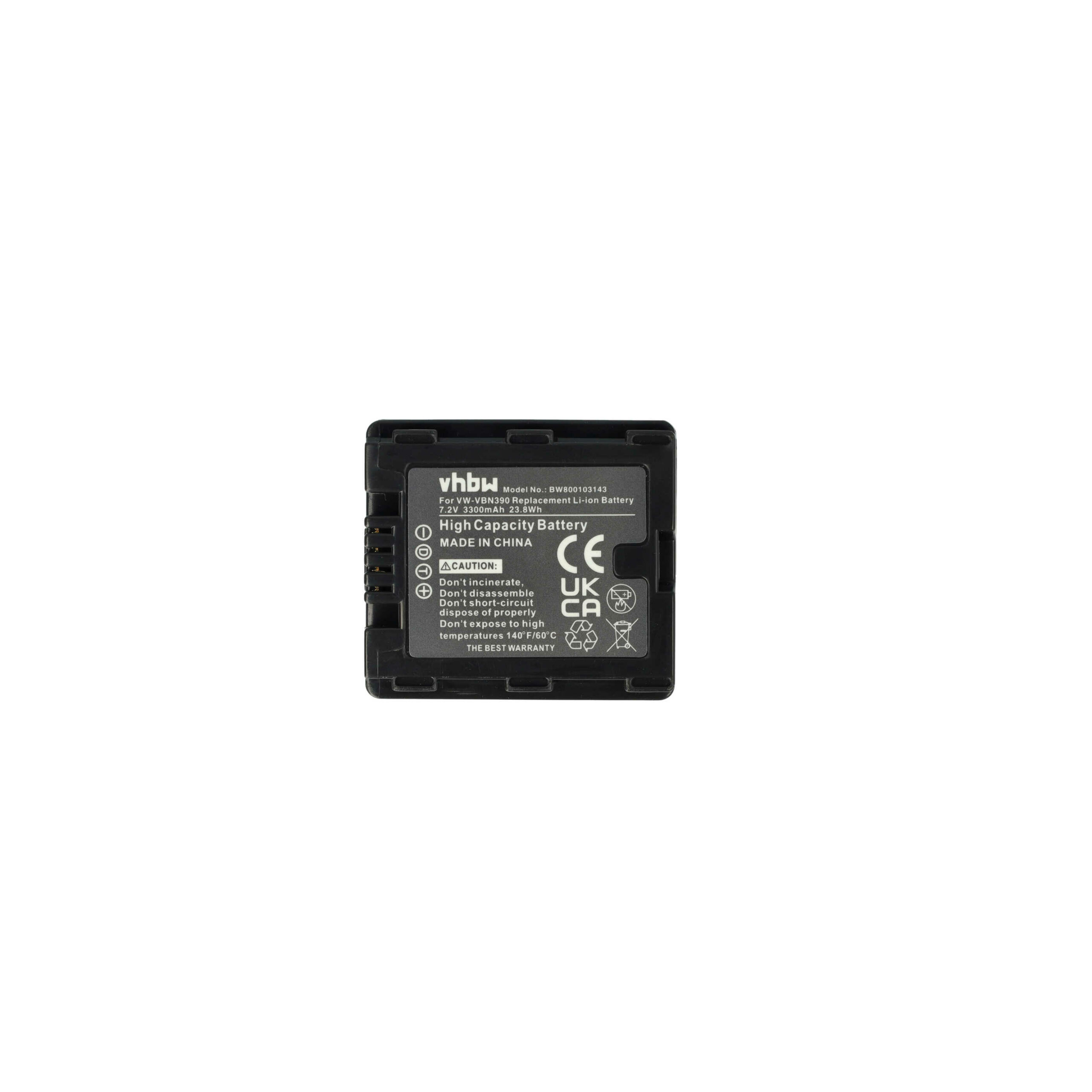 Bateria vhbw para Panasonic VW-VBN260E-K, VW-VBN260E, VW-VBN260 - 3300 mAh 7.2V Li-Ion (Pack 2x) - Image 3