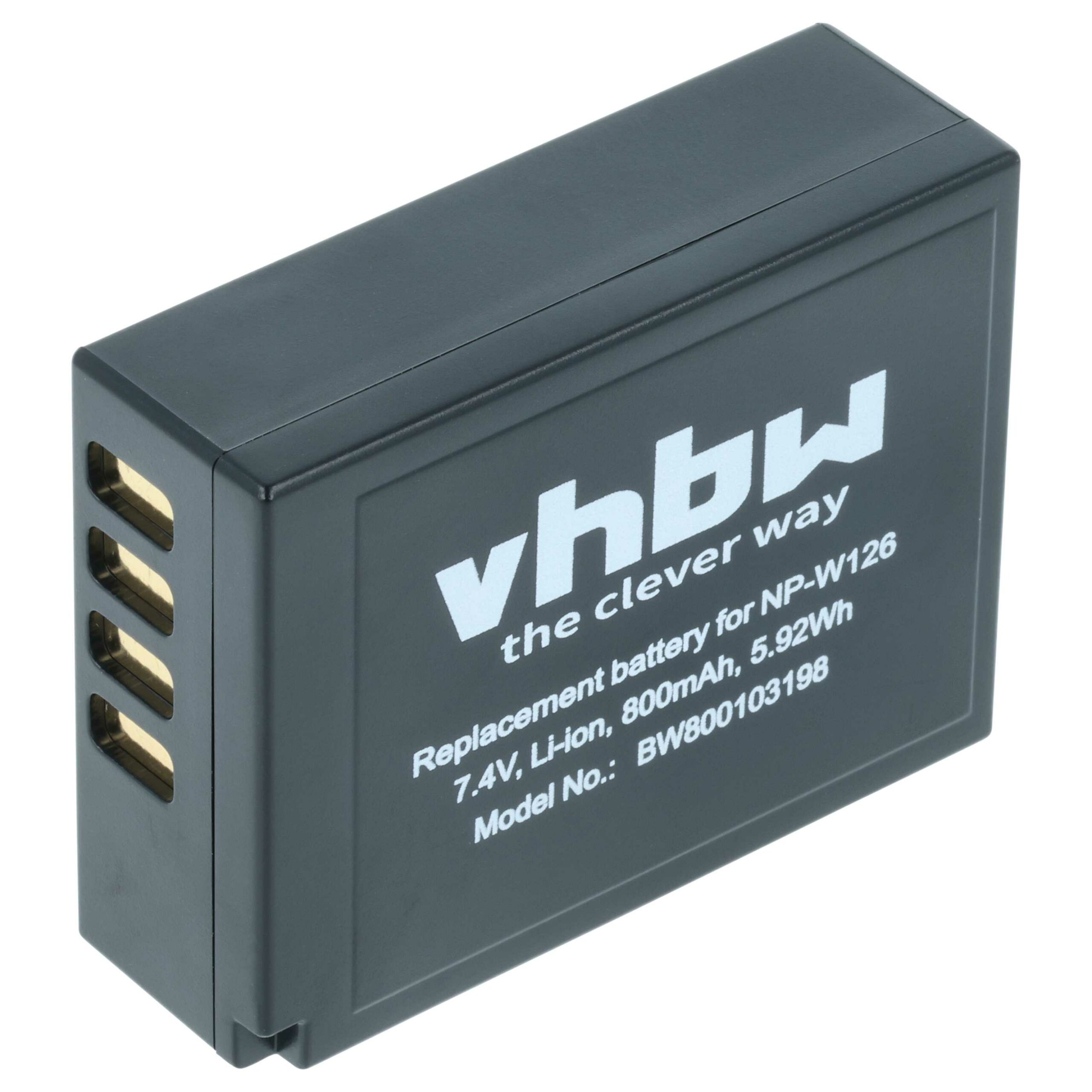 Bateria vhbw para Fujifilm NP-W126s, NP-W126 - 800mAh, 7.2V, Li-Ion