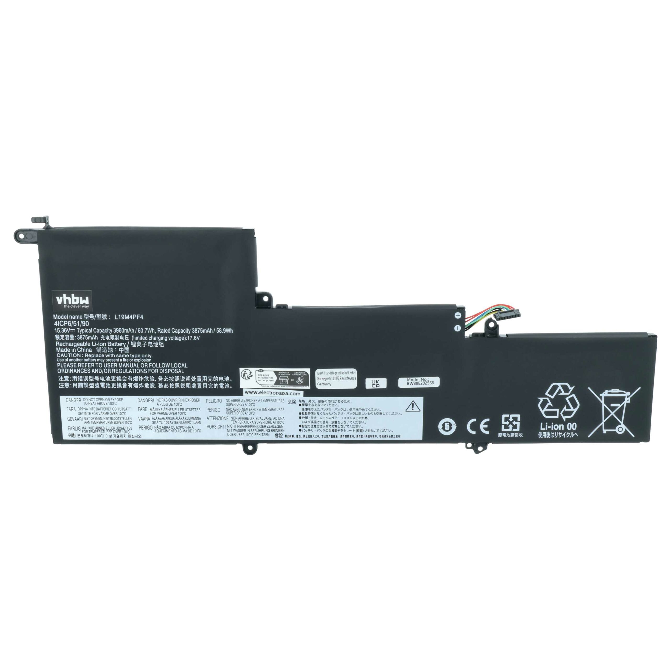 Bateria vhbw para Lenovo (5B10W65297, L19C4PF4, 5B10W65273, 5B10W65276) - 3850 mAh 15.36 V Li-polymer - Image 3