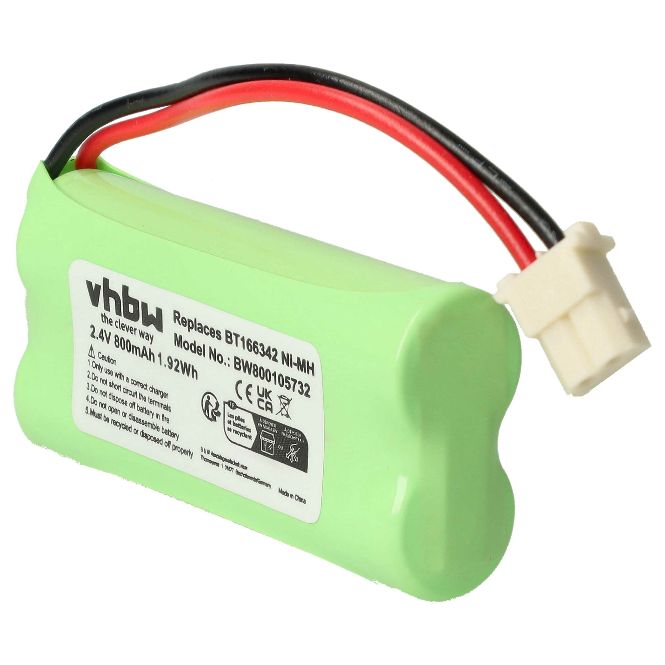 Bateria de substituição vhbw para Motorola BT283342, BT183342 - Telefone fixo Philips 800 mAh 2.4 V NiMH