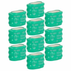 Pack 10x Pilhas Botão Recarregáveis 3/V150H 150 mAh 3.6V NiMH vhbw