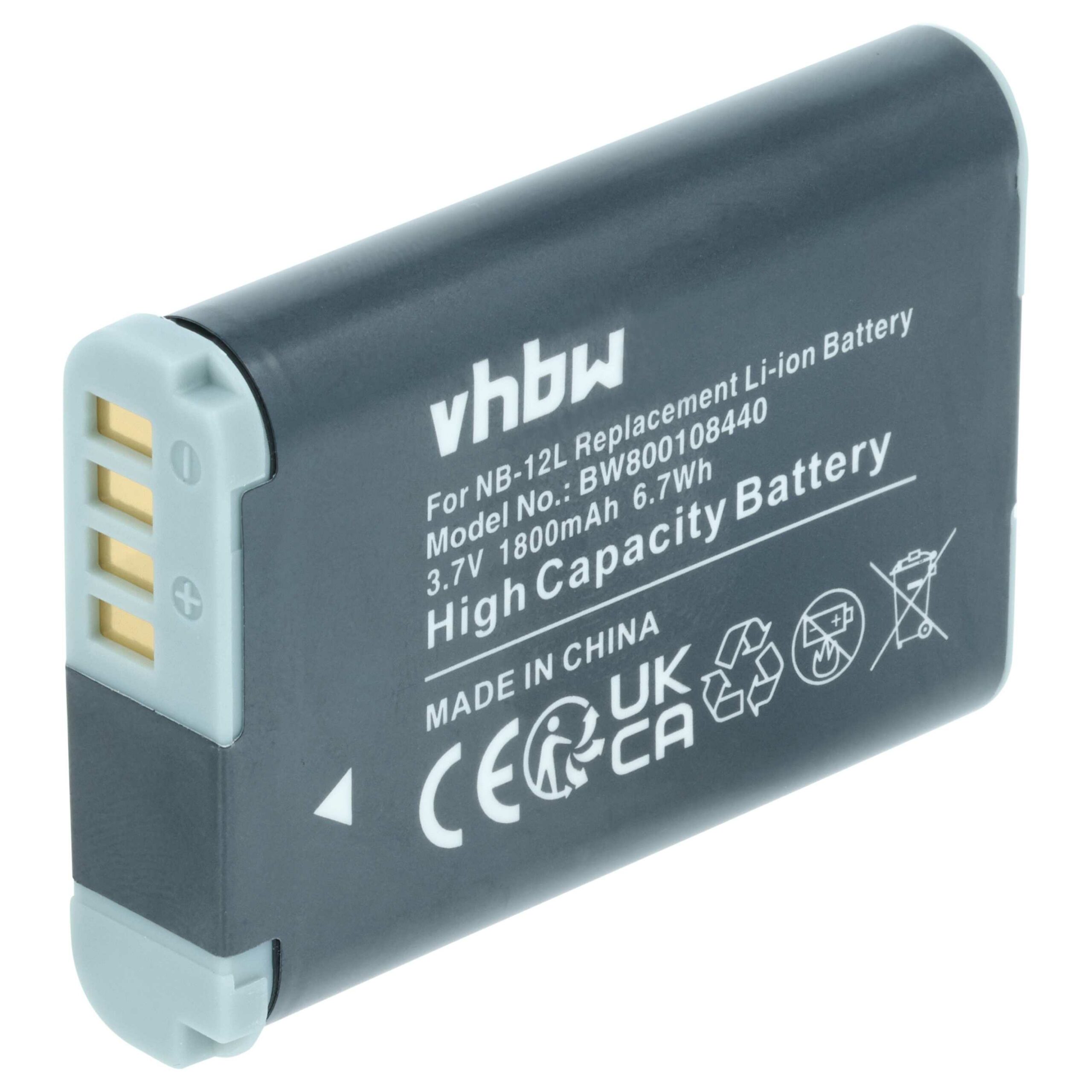 Bateria vhbw para Canon NB-12L - 1800mAh, 3.7V, Li-Ion