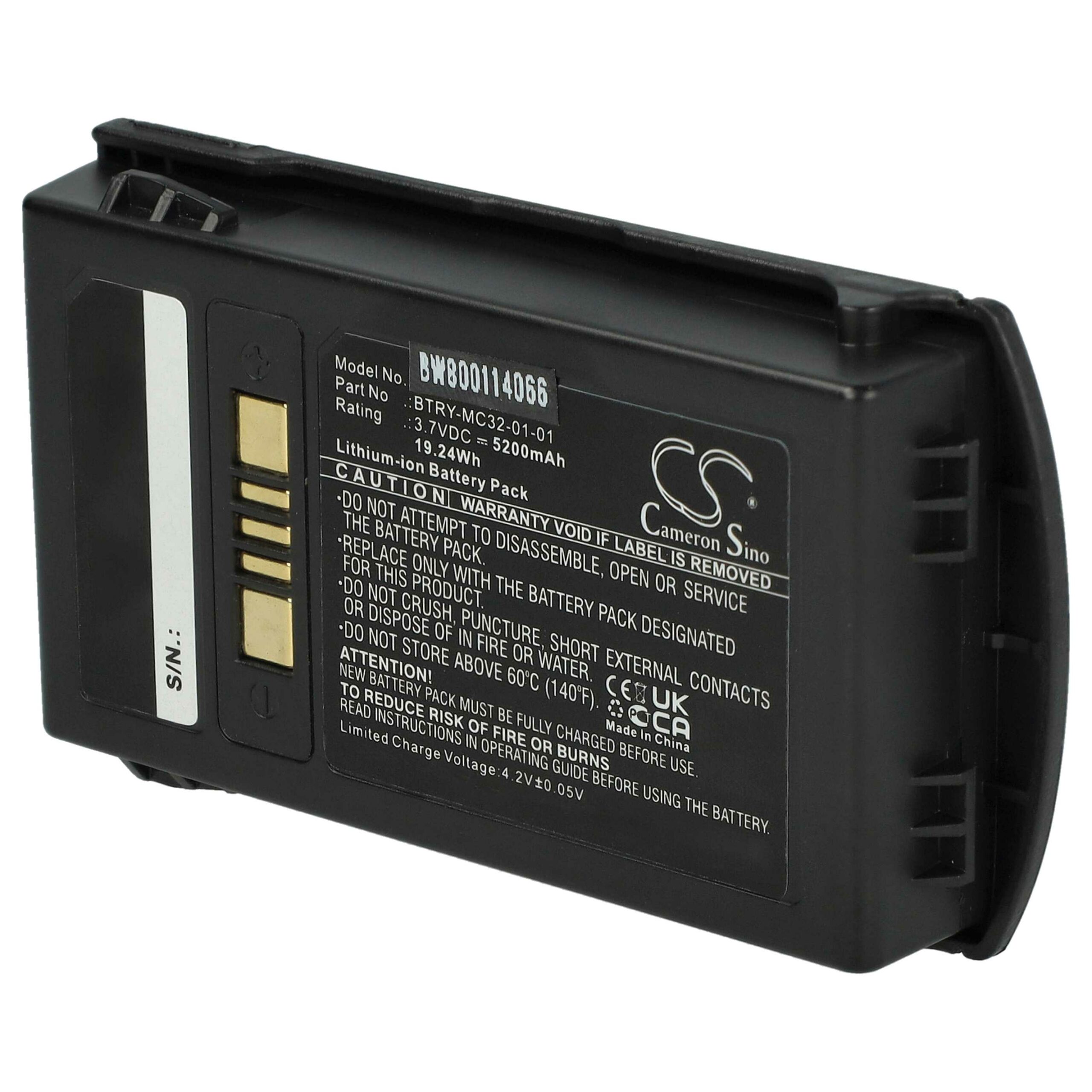 Bateria vhbw compatível com Motorola / Zebra 82-000012-01, BT-000375 - 5200 mAh, 3.7 V