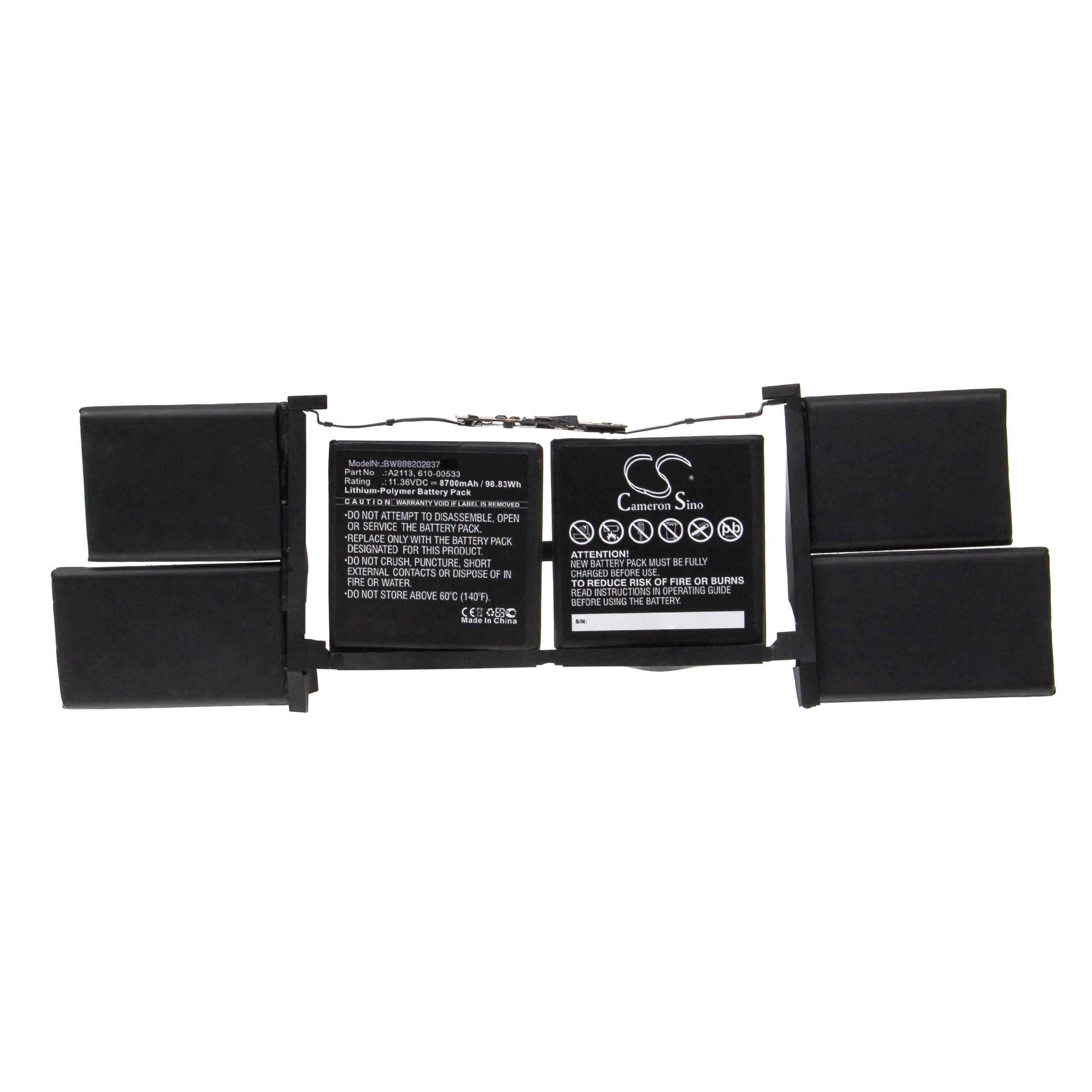 Bateria vhbw para Apple A2113, 610-00533 - 8700 mAh 11.36 V Li-polymer