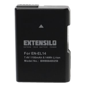 Bateria compatível Nikon EN-EL14 - EXTENSILO 1100mAh, 7.4V, Li-Ion com chip inteligente