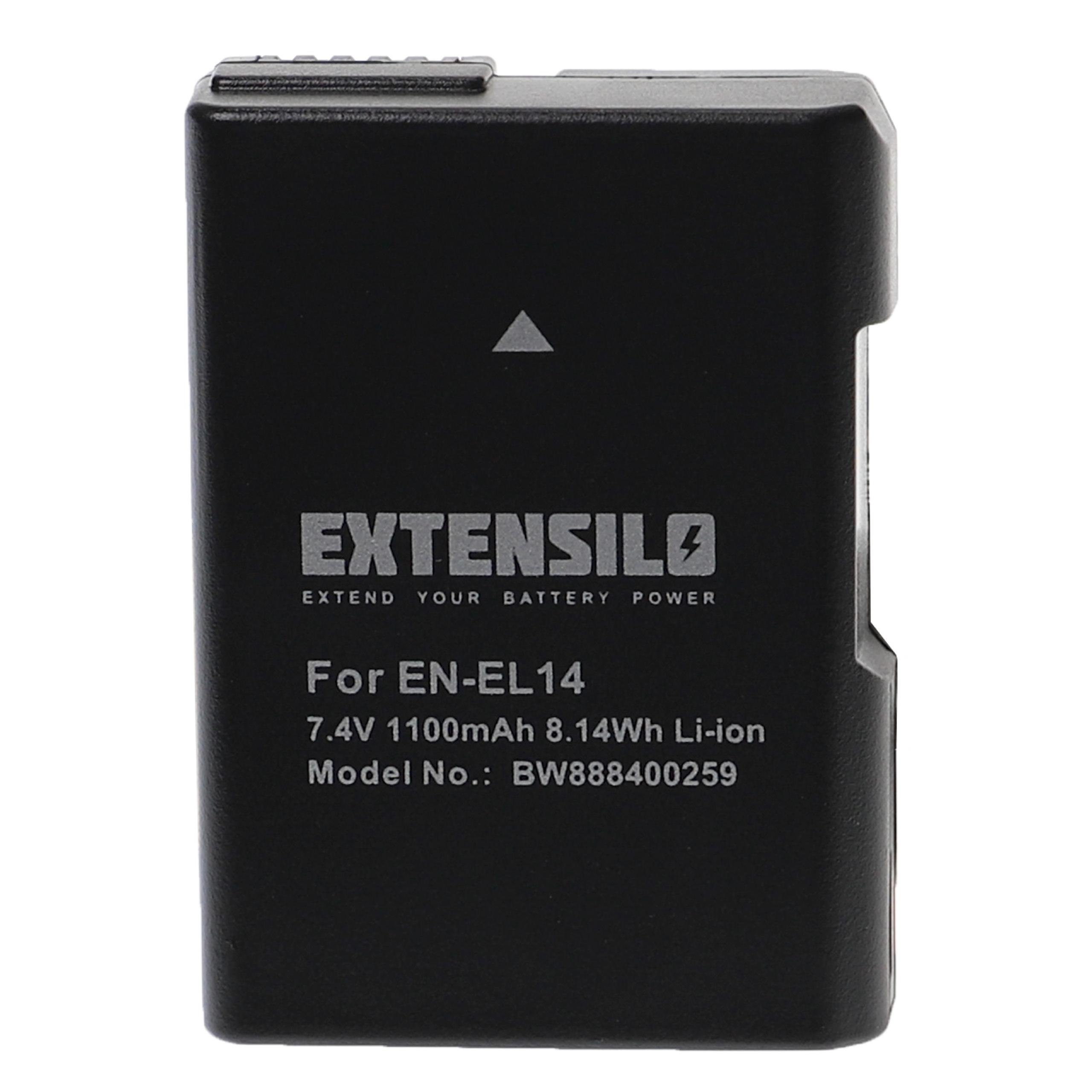 Bateria compatível Nikon EN-EL14 - EXTENSILO 1100mAh, 7.4V, Li-Ion com chip inteligente