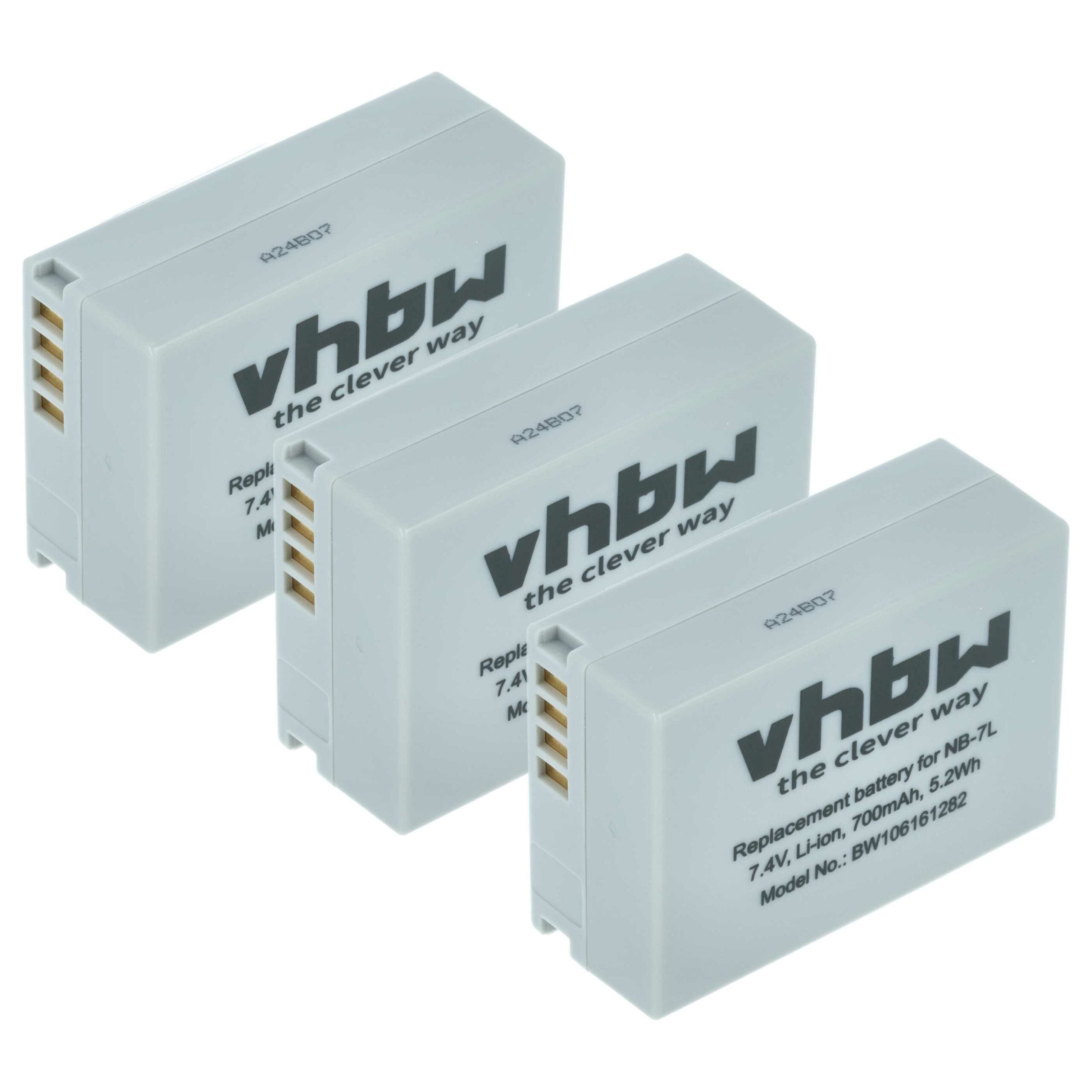 3x Bateria substitui Canon NB-7L - 700mAh, 7.2V, Li-Ion