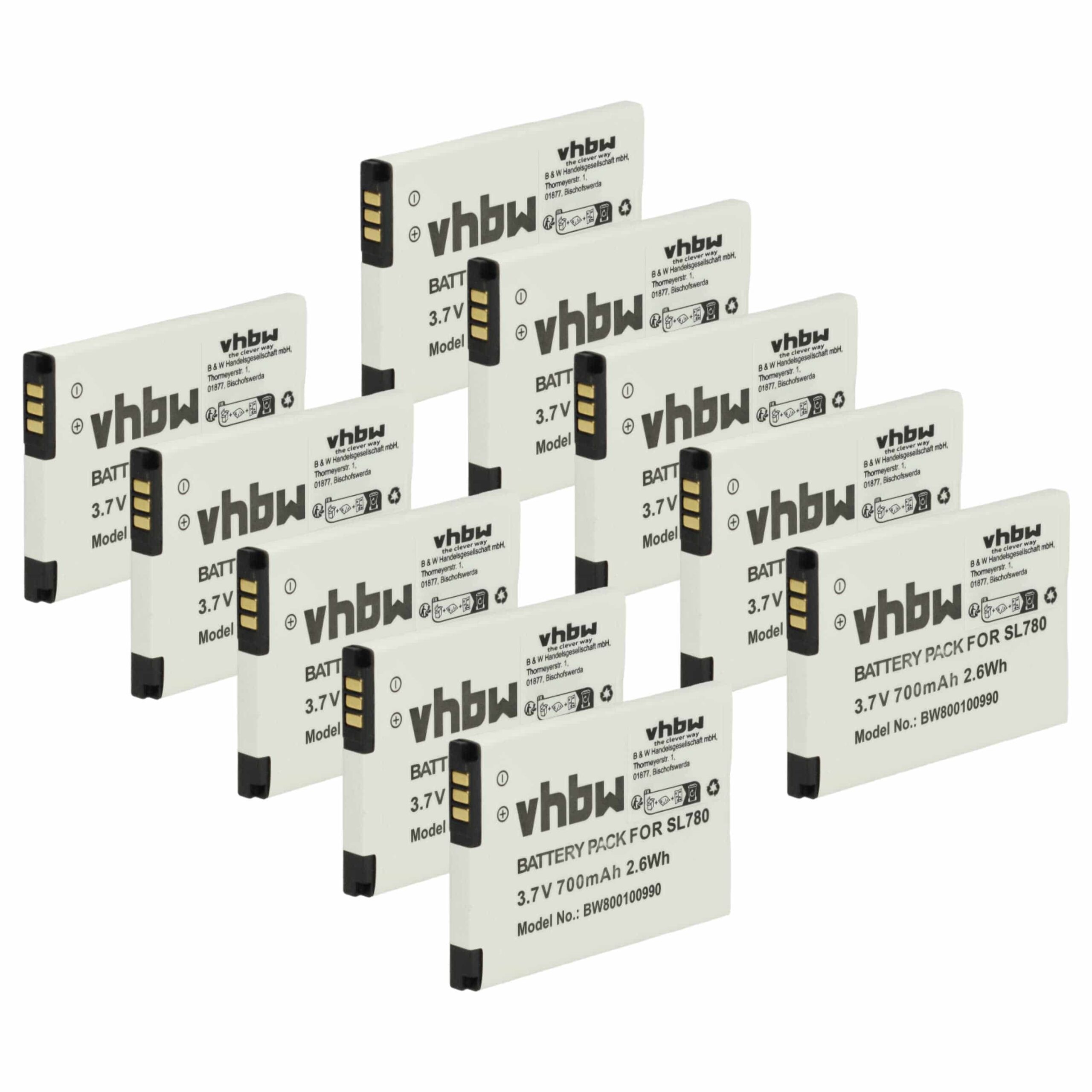 10x Bateria vhbw compatível com Siemens Gigaset 4250366817255 - Telefone DECT 700 mAh 3.7 V Li-Ion