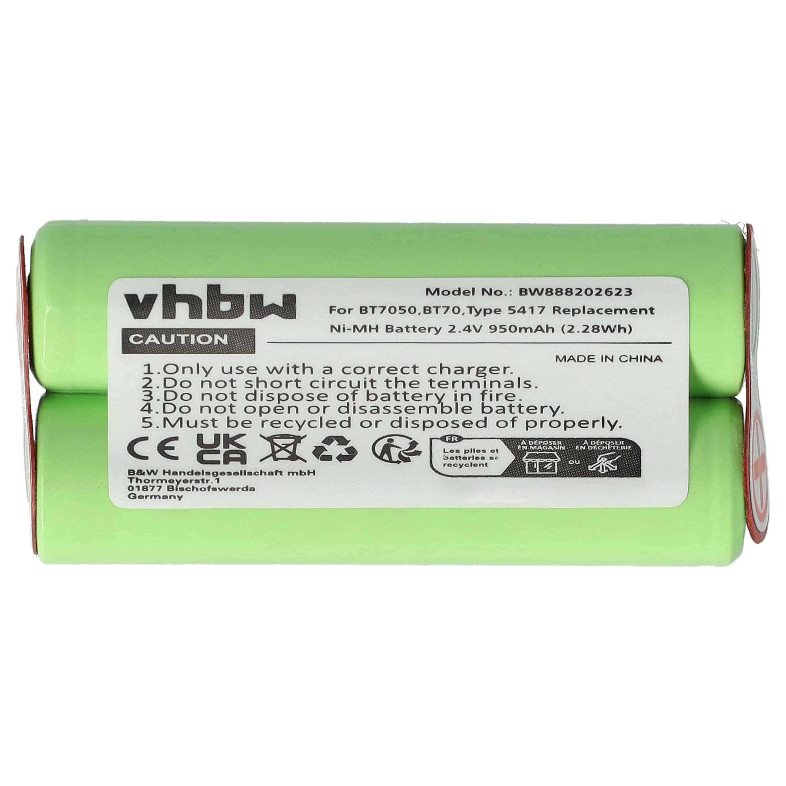 Bateria de substituição para Braun Type 5417 - 950 mAh 2.4 V NiMH vhbw - Image 3