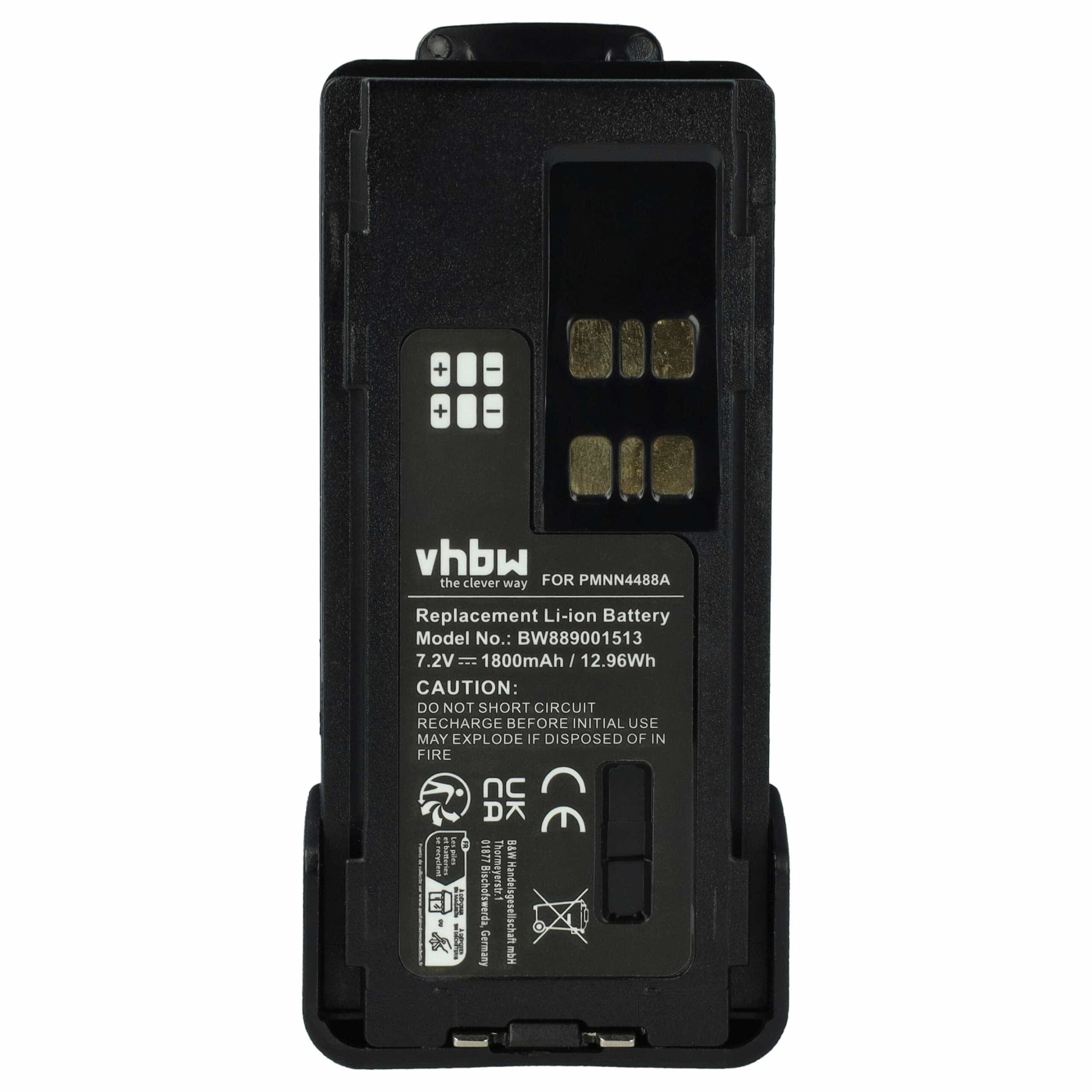 5x Bateria para Motorola PMNN4416, PMNN4415AR, PMNN4415, PMNN441 - 1800 mAh 7.4 V Li-Ion + Clip de Cinto - Image 3