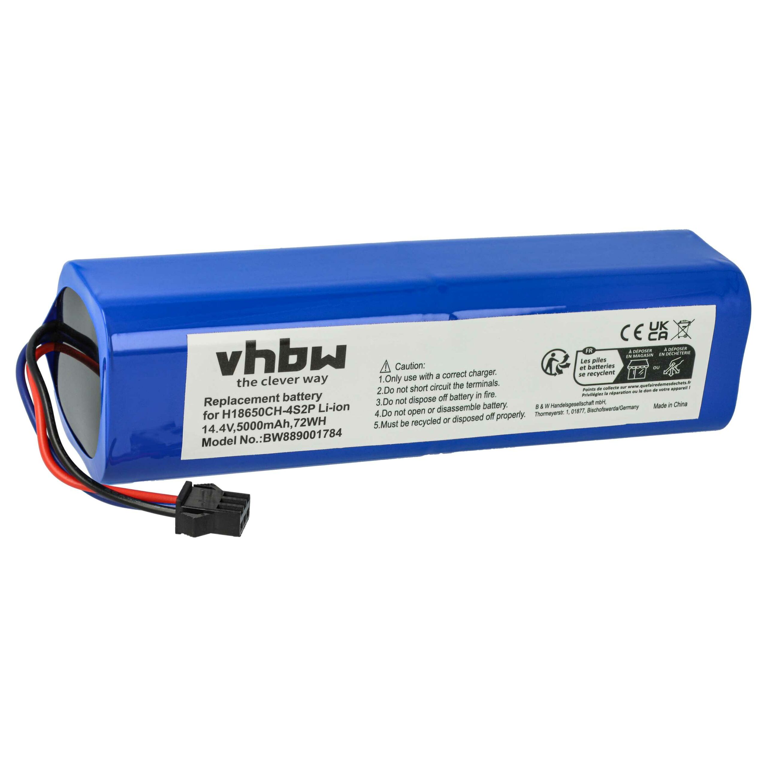 Bateria vhbw compatível com Xiaomi SUN-INTE-279, 4INR19/66-2, SUN-INTE-181 para Tefal e robôs de limpeza - 5000mAh, 14.4V, Li-Ion