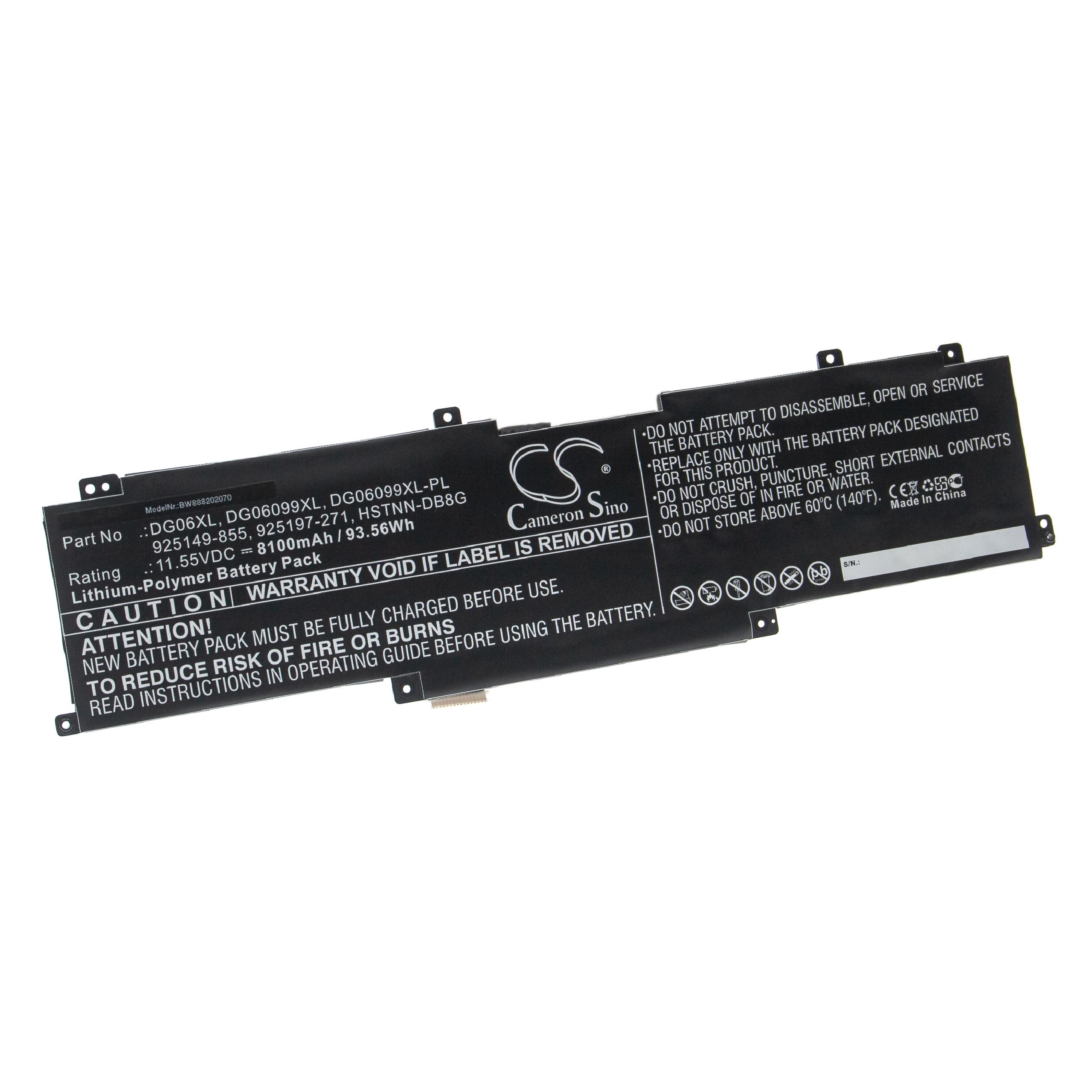 Bateria de Substituição vhbw para HP DG06099XL-PL, DG06099XL, 925197-271, 925149-855 - 8100 mAh 11.55 V Li-polímero