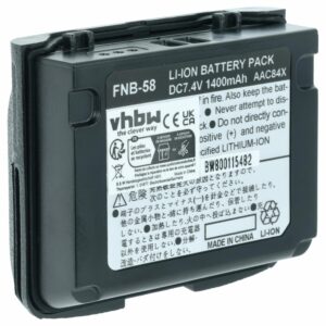 Bateria vhbw para Yaesu Vertex FNB-58, FNB-80Li, FNB-58Li, FNB-80 - 1400 mAh 7.4V Li-Ion