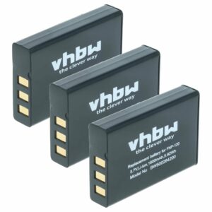 Pack 3x Baterias vhbw Compatível Aiptek ZPT-PM18 - 1600mAh, 3.7V, Li-Ion