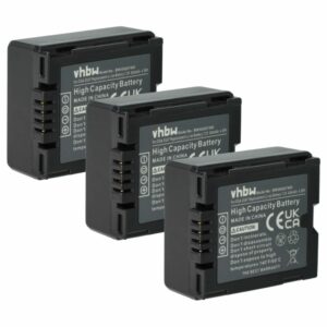 Bateria vhbw 3x para Câmaras Hitachi e Panasonic - 600 mAh 7.2V Li-Ion (DZ-BP07s, DZ-BP14s, DZ-BP21s)