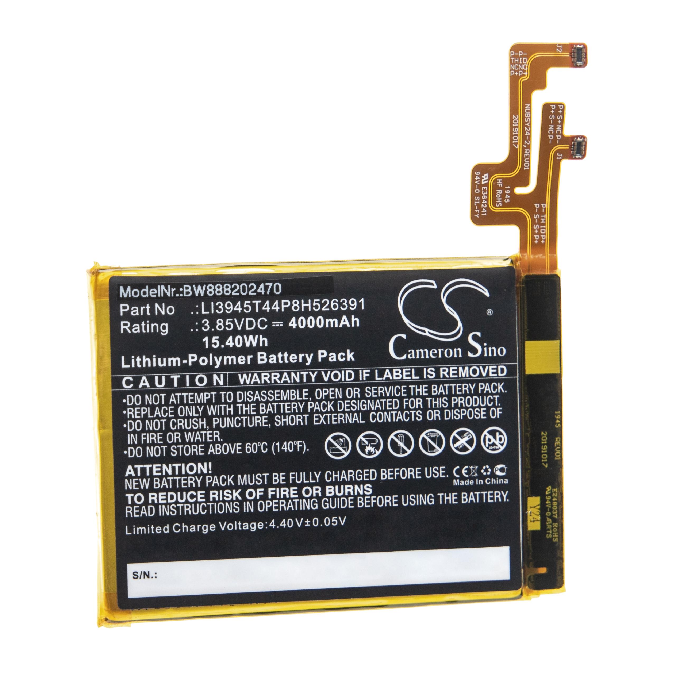 Bateria para Telemóvel vhbw compatível com Nubia LI3945T44P8H526391 - 4000 mAh 3.85 V Li-polymer