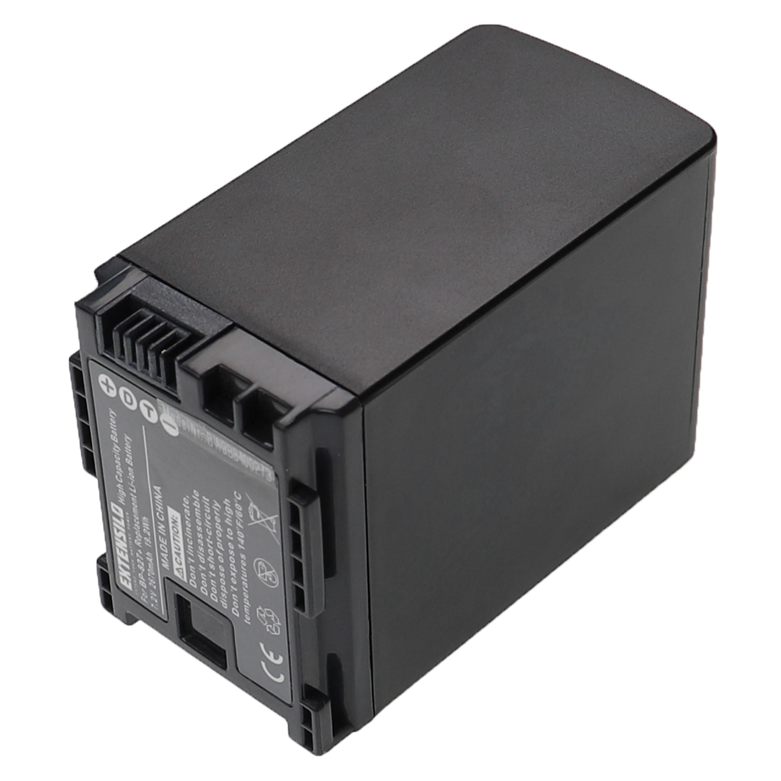 2x Bateria EXTENSILO para Câmaras Canon BP-827, BP-820, BP-828 - 2670 mAh 7.2V Li-Ion