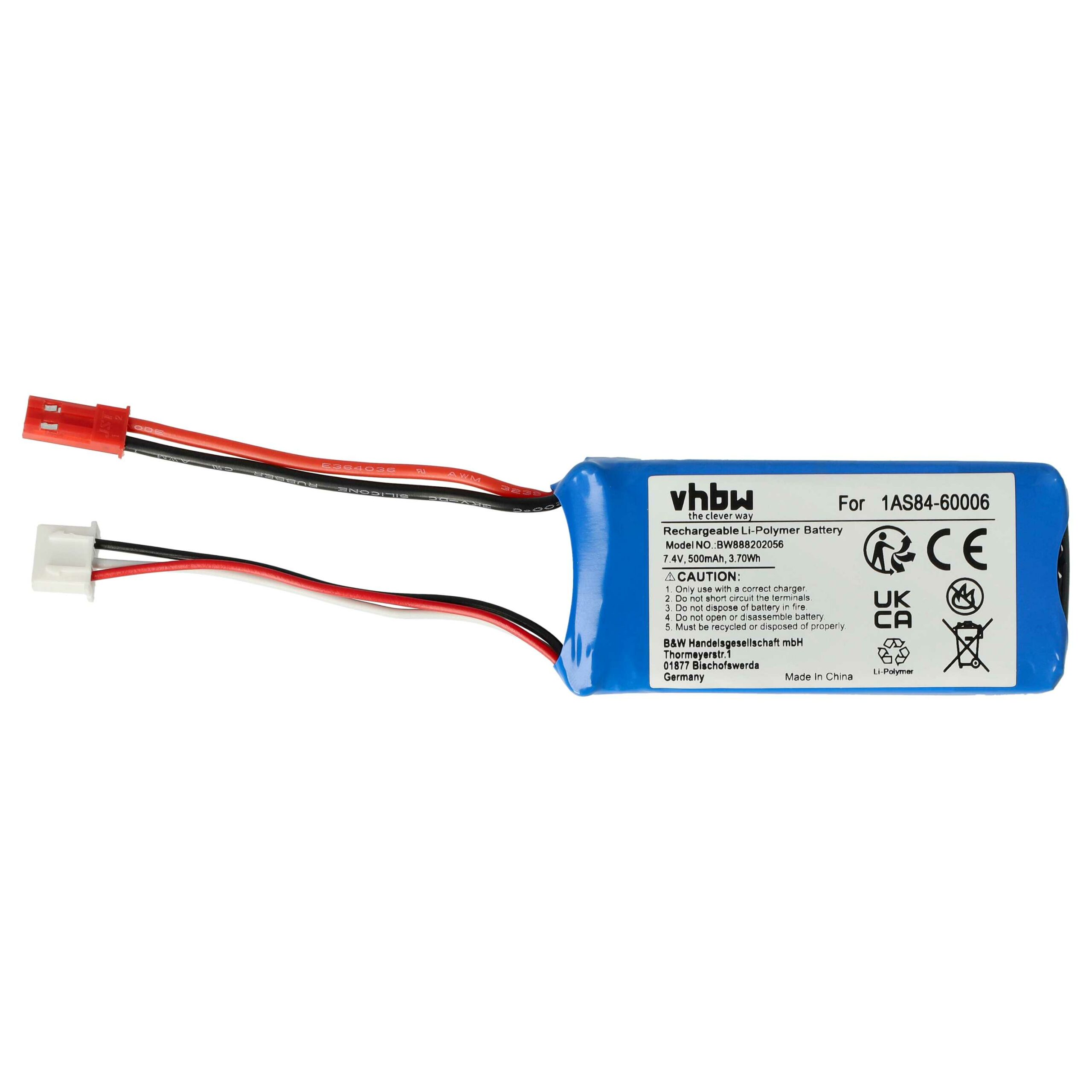 Bateria vhbw 610 mAh 7.4 V Li-polymer com conector BEC para modelos RC - Image 3