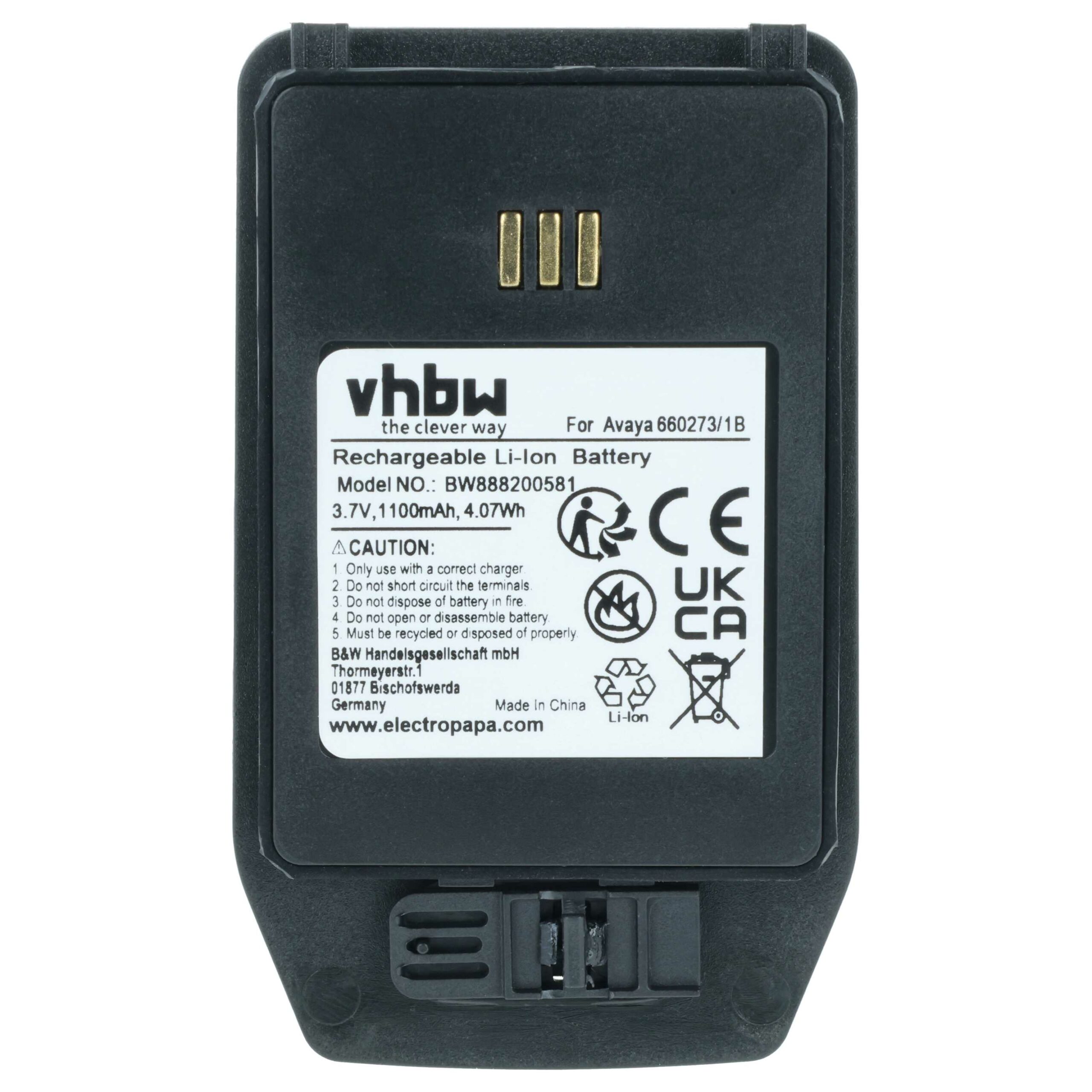 Bateria para Telemóvel vhbw 2x - Compatível com Ascom 1220187, 660273/1B - 1100 mAh 3.7 V Li-Ion - Image 3