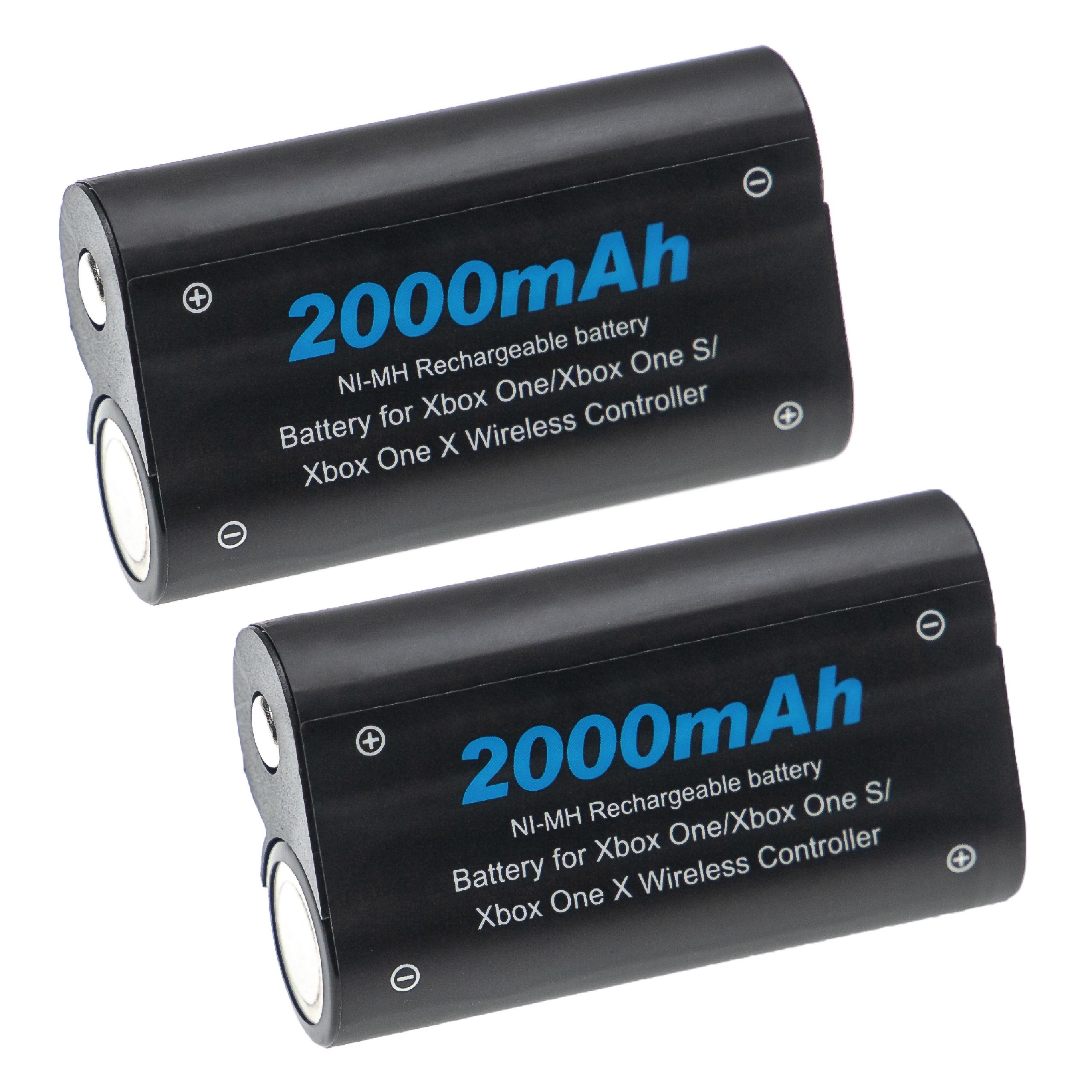 Bateria de Substituição vhbw para Comando Xbox 2x 2000 mAh 2.4 V NiMH (BX01, C100)